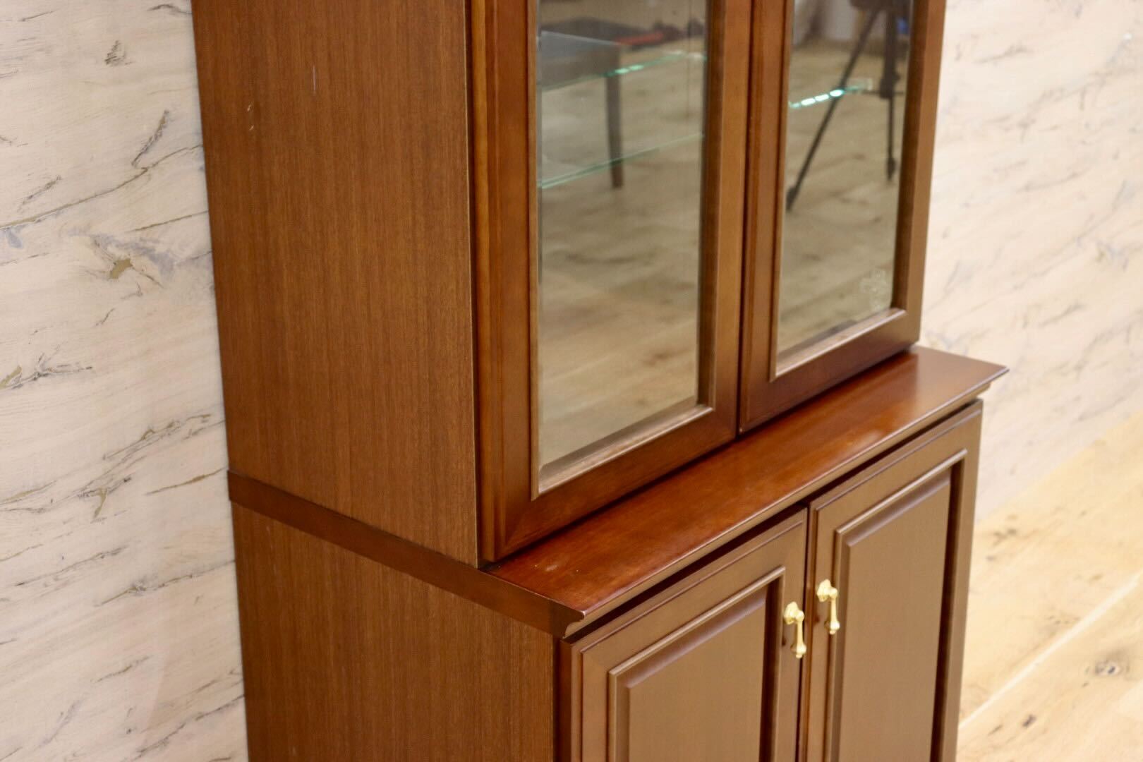 GMHS578○maruni / マルニ 地中海 キュリオケース 飾り棚 ハイボード キャビネット マホガニー材 ヨーロピアン 定価約35.8万