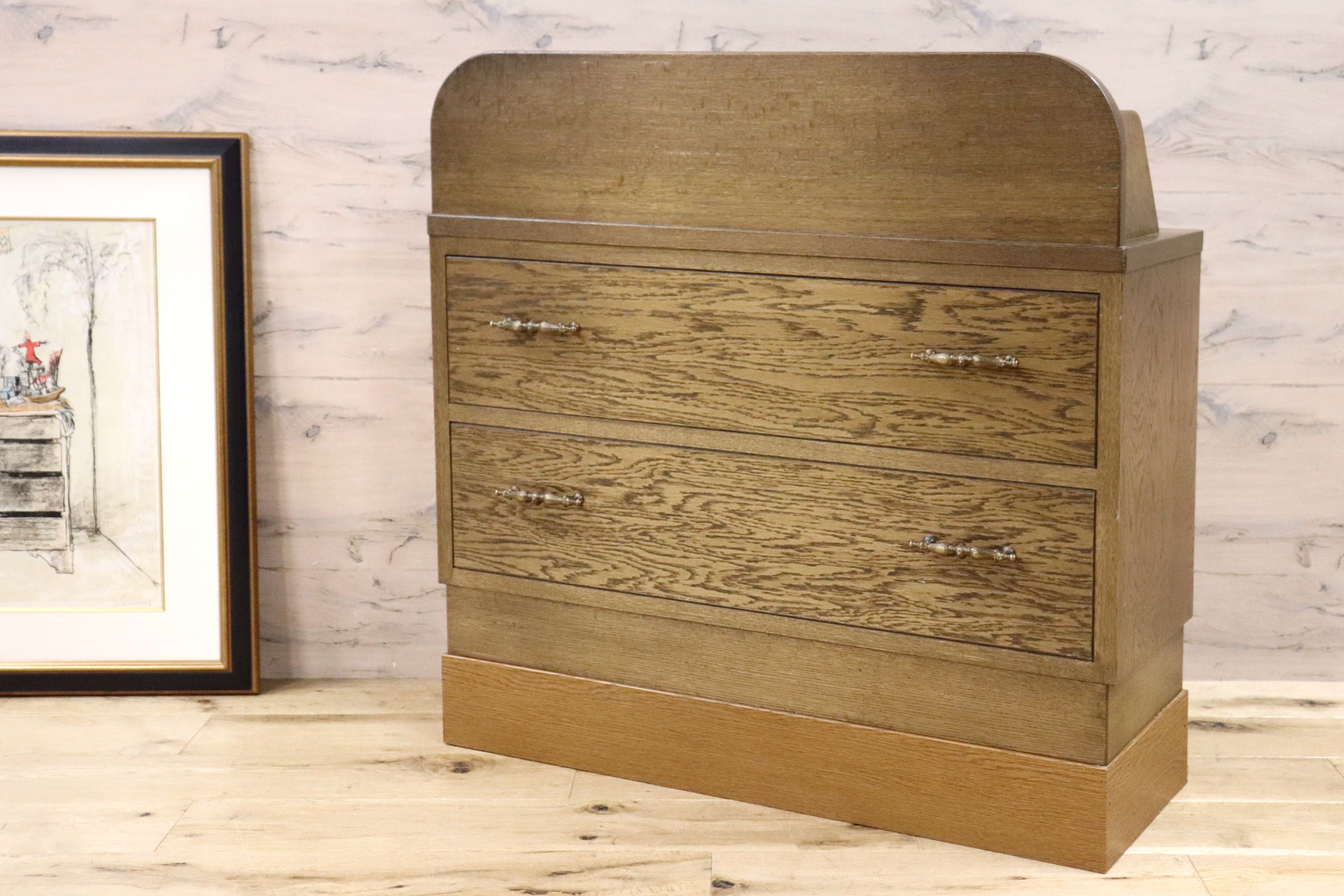 GMGH292○神戸家具 サイドキャビネット チェスト 洋タンス 棚 両面 カウンター 収納家具 小物収納 アンティーク レトロ 古民家 木製