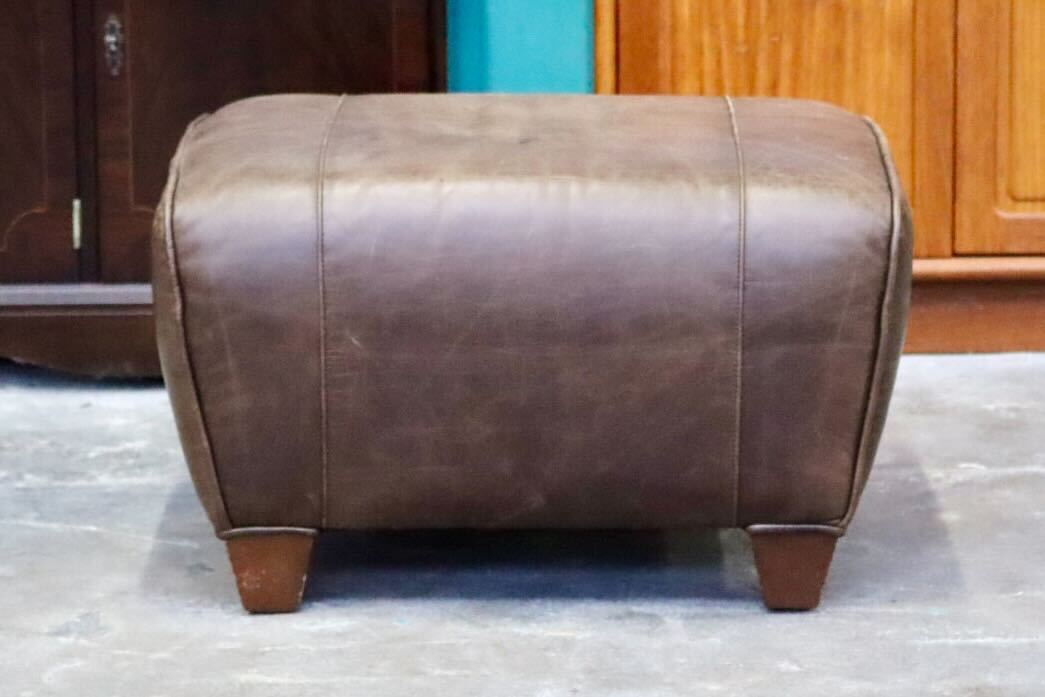 GMIK558D○Pottery Barn / ポッタリーバーン マンハッタンレザー オットマン スツール 本革 アメリカ ヴィンテージ