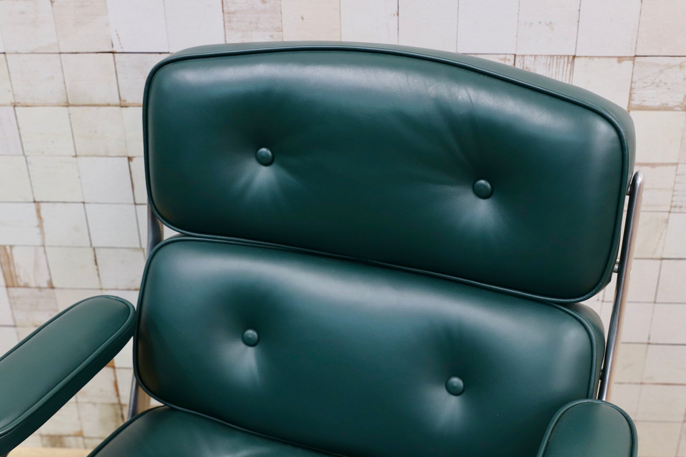 GMJO87B○Herman Miller / ハーマンミラー イームズ エグゼクティブチェア タイムライフチェア 本革 グリーン チャールズ&レイ 定価約95万
