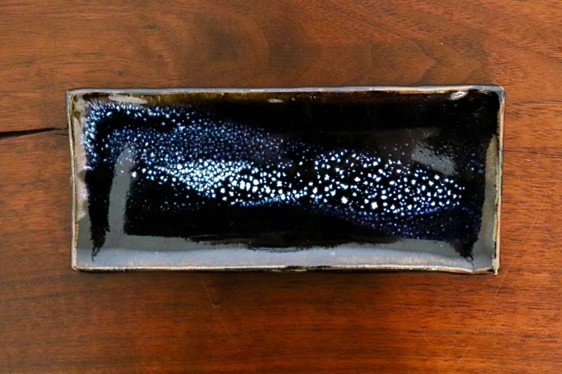 GMIO335A○陶勝窯 丹波焼 銀河長方皿 市野勝 市野勝磯 陶器 工芸品 丹波篠山 未使用