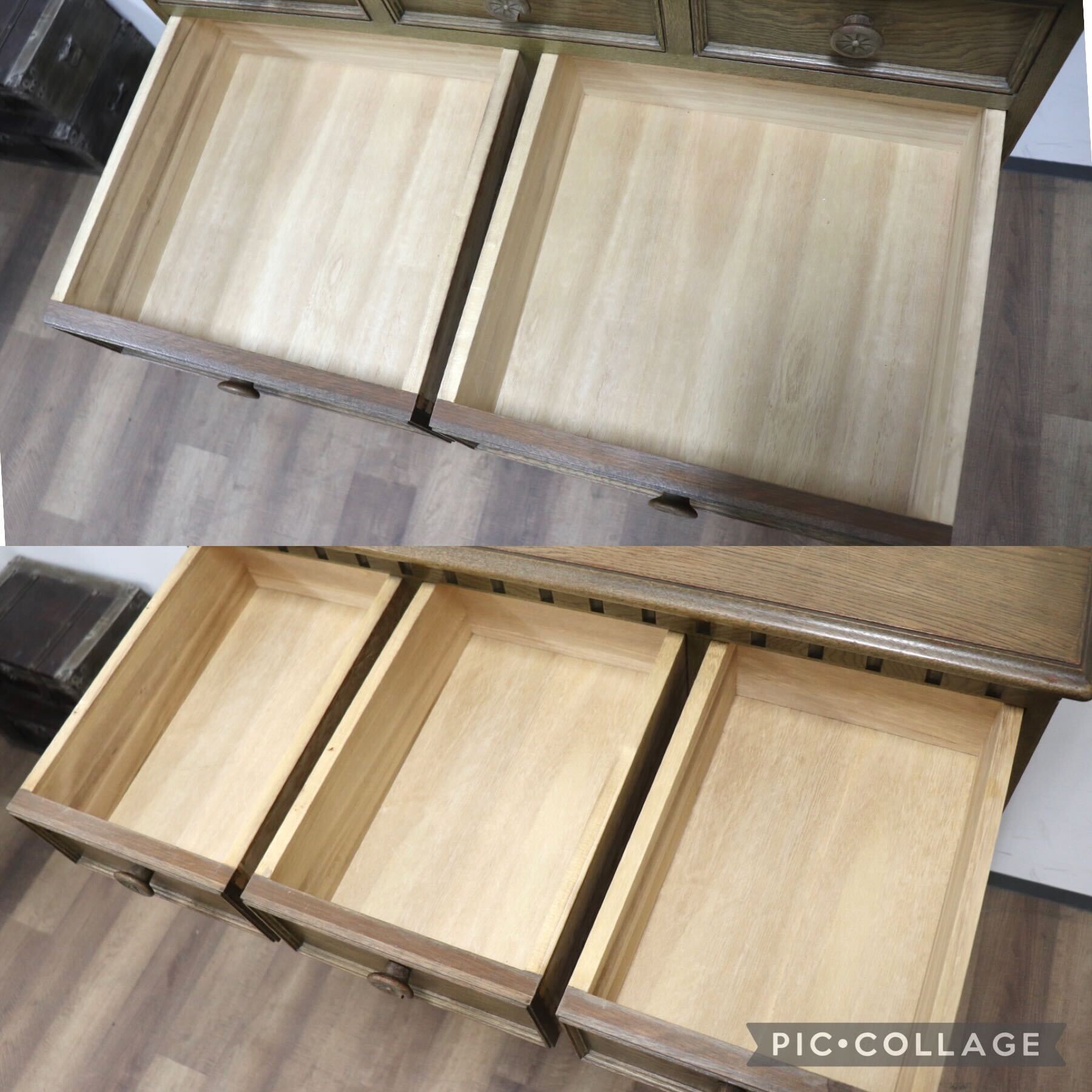 GMGH493○神戸家具 洋家具 7段チェスト 整理タンス 収納家具 彫刻 オーク材 クラシカル 和製ヴィンテージ アンティーク 検)永田良介商店