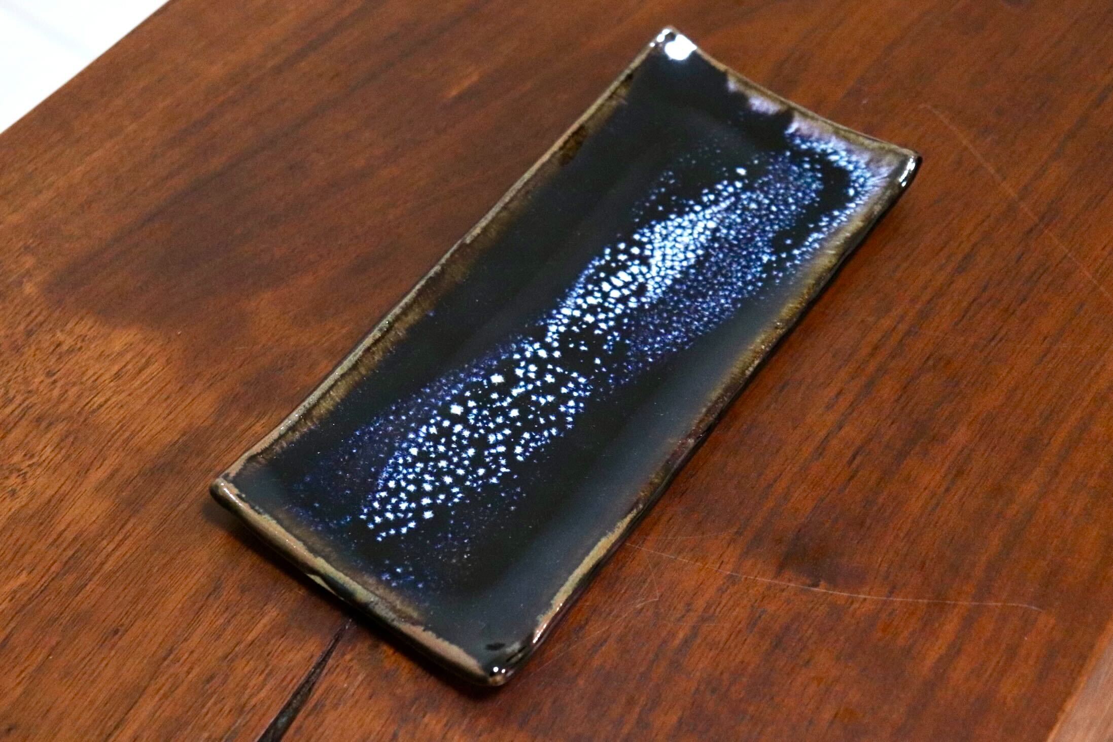 GMIO335A○陶勝窯 丹波焼 銀河長方皿 市野勝 市野勝磯 陶器 工芸品 丹波篠山 未使用