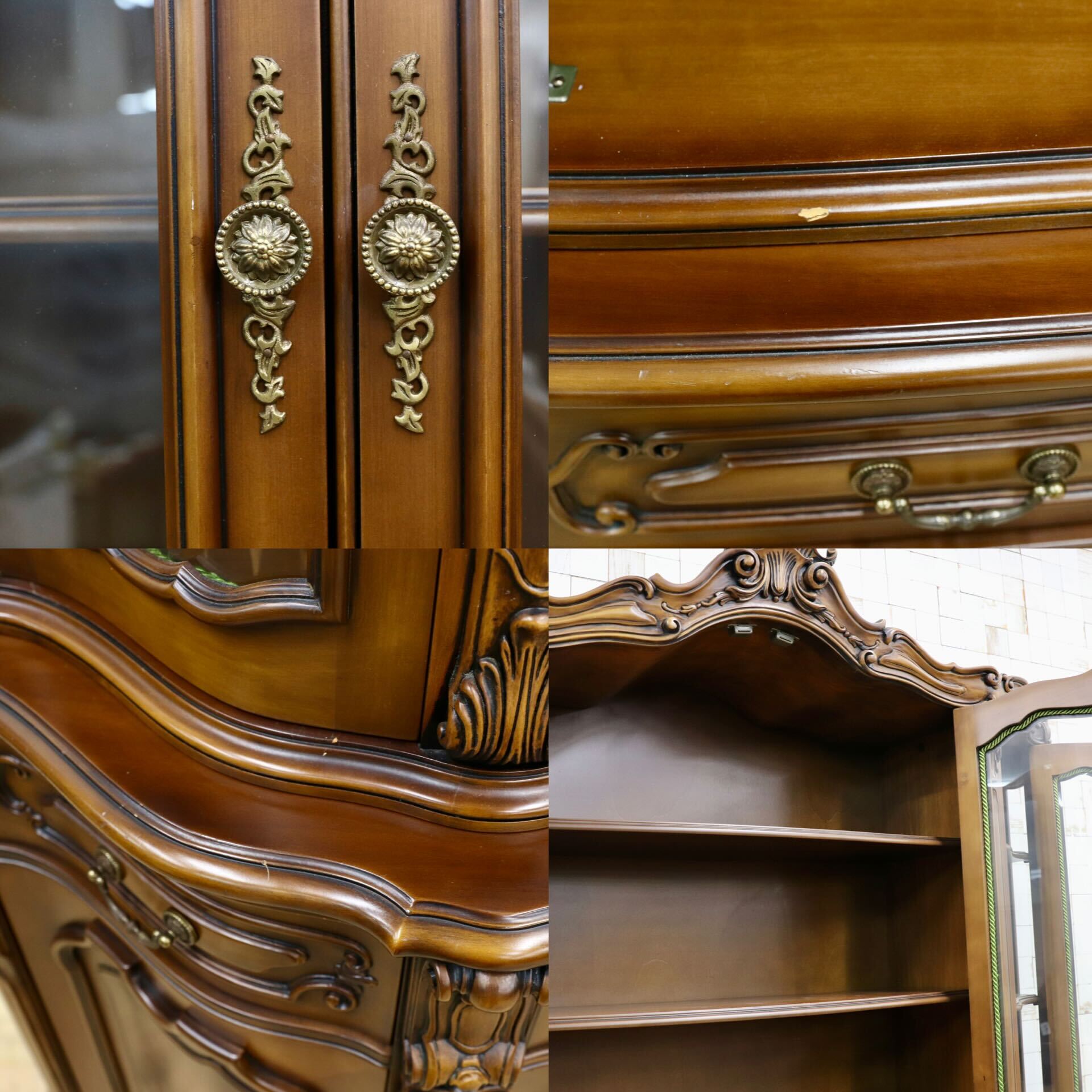 GMIO32○domani / ドマーニ ルイXY ルイ15世 飾り棚 キャビネット カリモク最高峰 クラシック リビングボード ロココ調 定価約280万 稀少