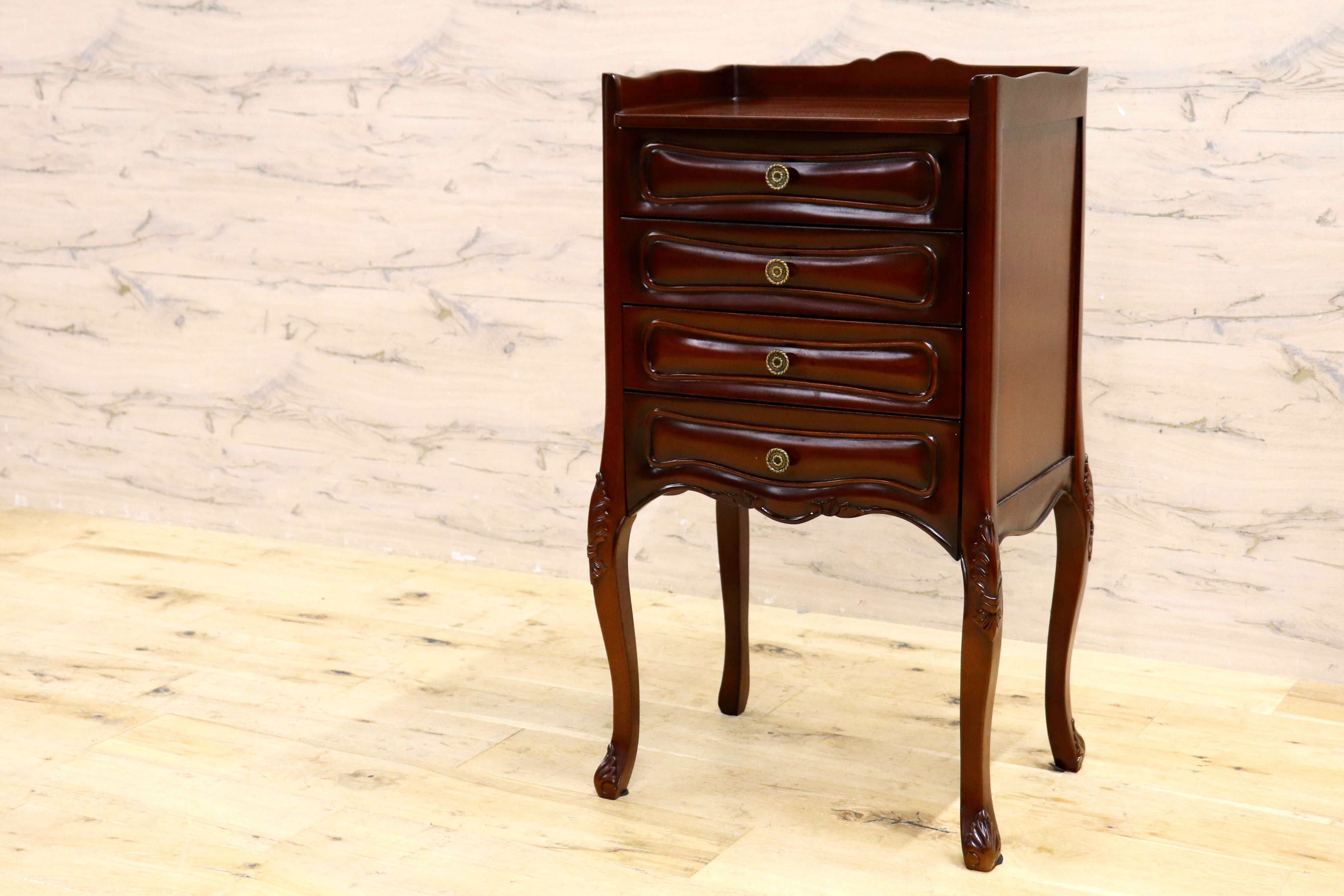 GMIK753C○クラシック サイドチェスト ルイ 4段チェスト チェスト 引き出し収納 小物入れ マホガニー ヨーロピアン アンティーク調