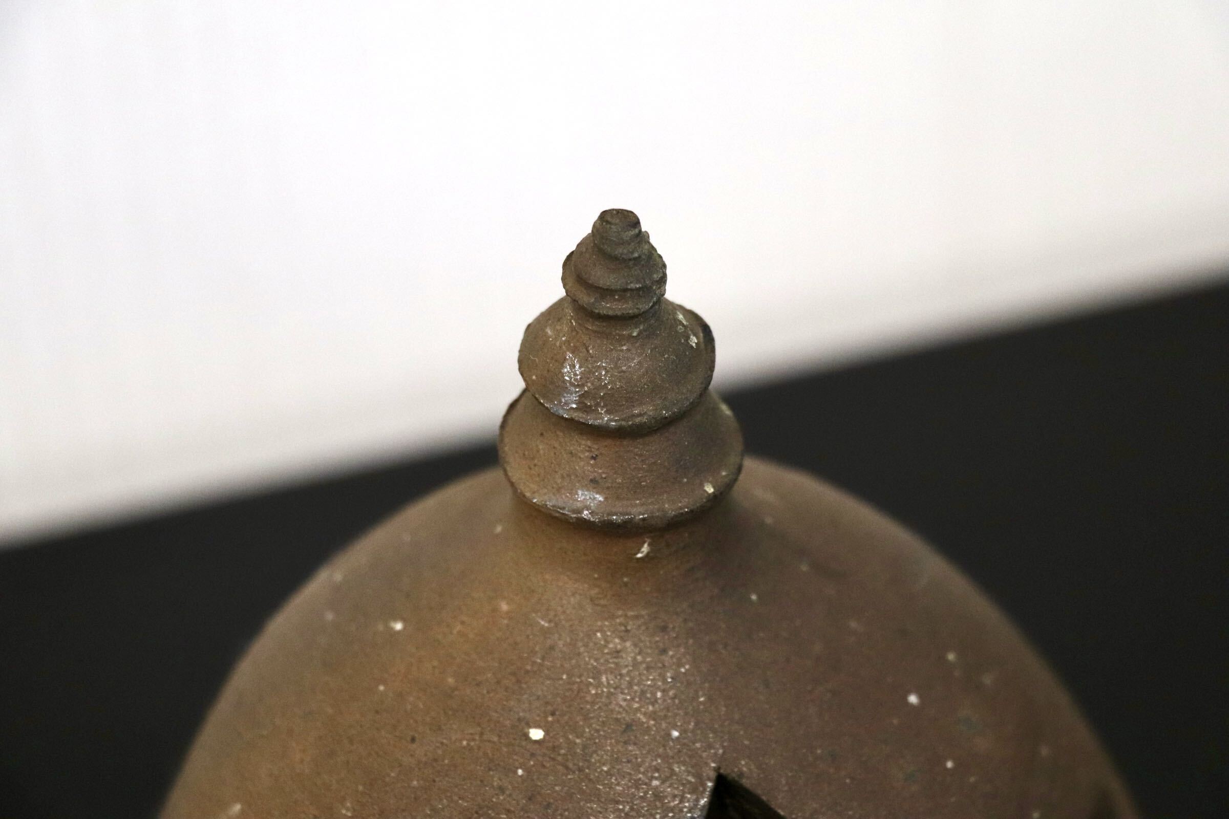 GMJK374C○星彩陶器灯籠 星型透かし香炉 宝珠型キャンドルハウス 陶芸アロマポット 焼き締め透かし置物 オブジェ 和モダン