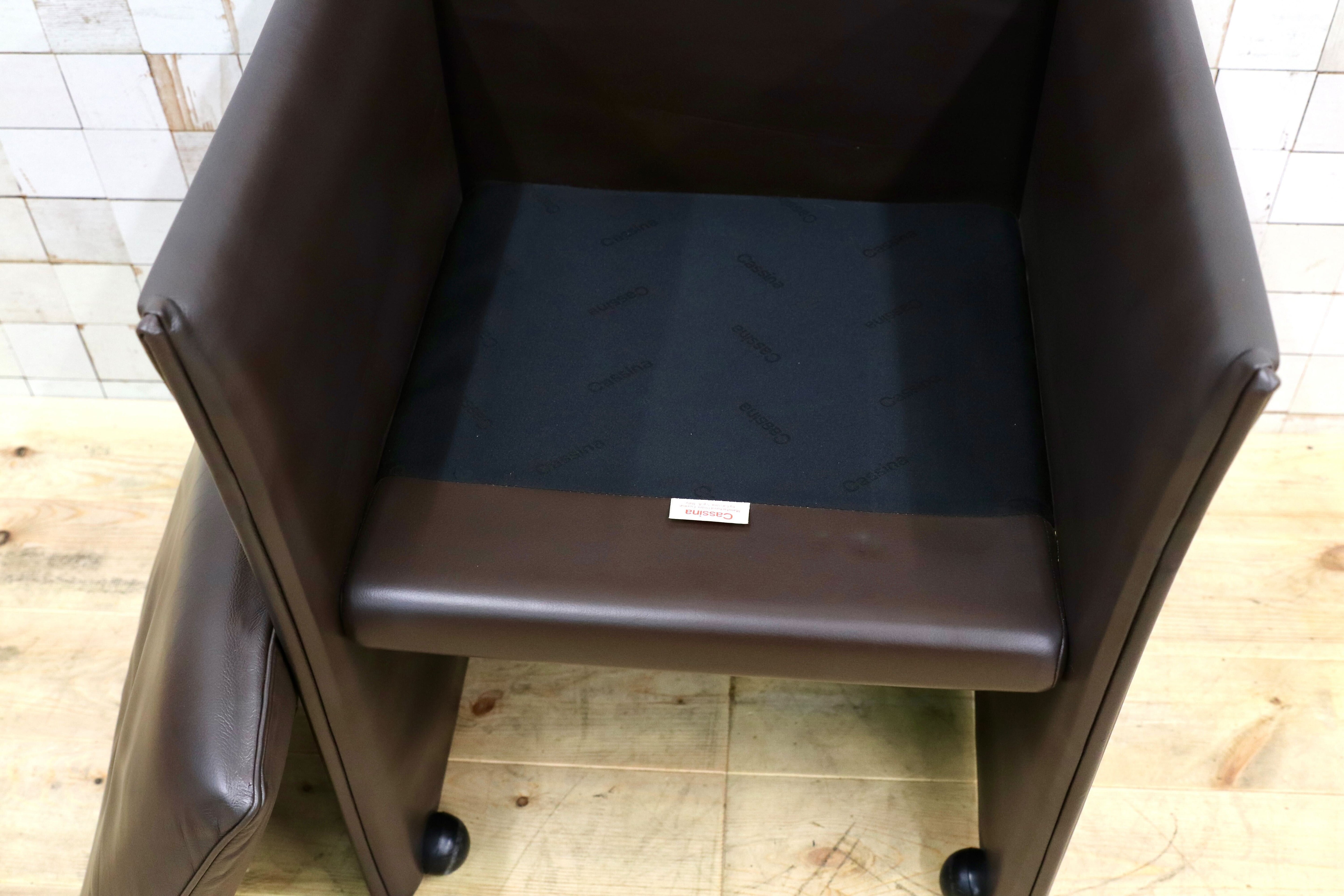 GMHK778G○Cassina / カッシーナ BREAK ブレーク 本革 レザー アームチェア 椅子 キャスター付き マリオ・ベリーニ イタリアモダン 約56万