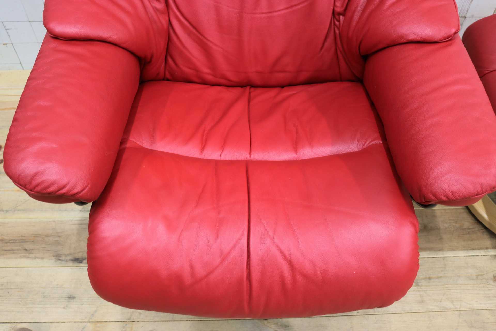GMIS440A○EKORNES / エコーネス ストレスレスレノ Reno リクライニングチェア シングルソファ オットマン 赤 本革 北欧 ノルウェー