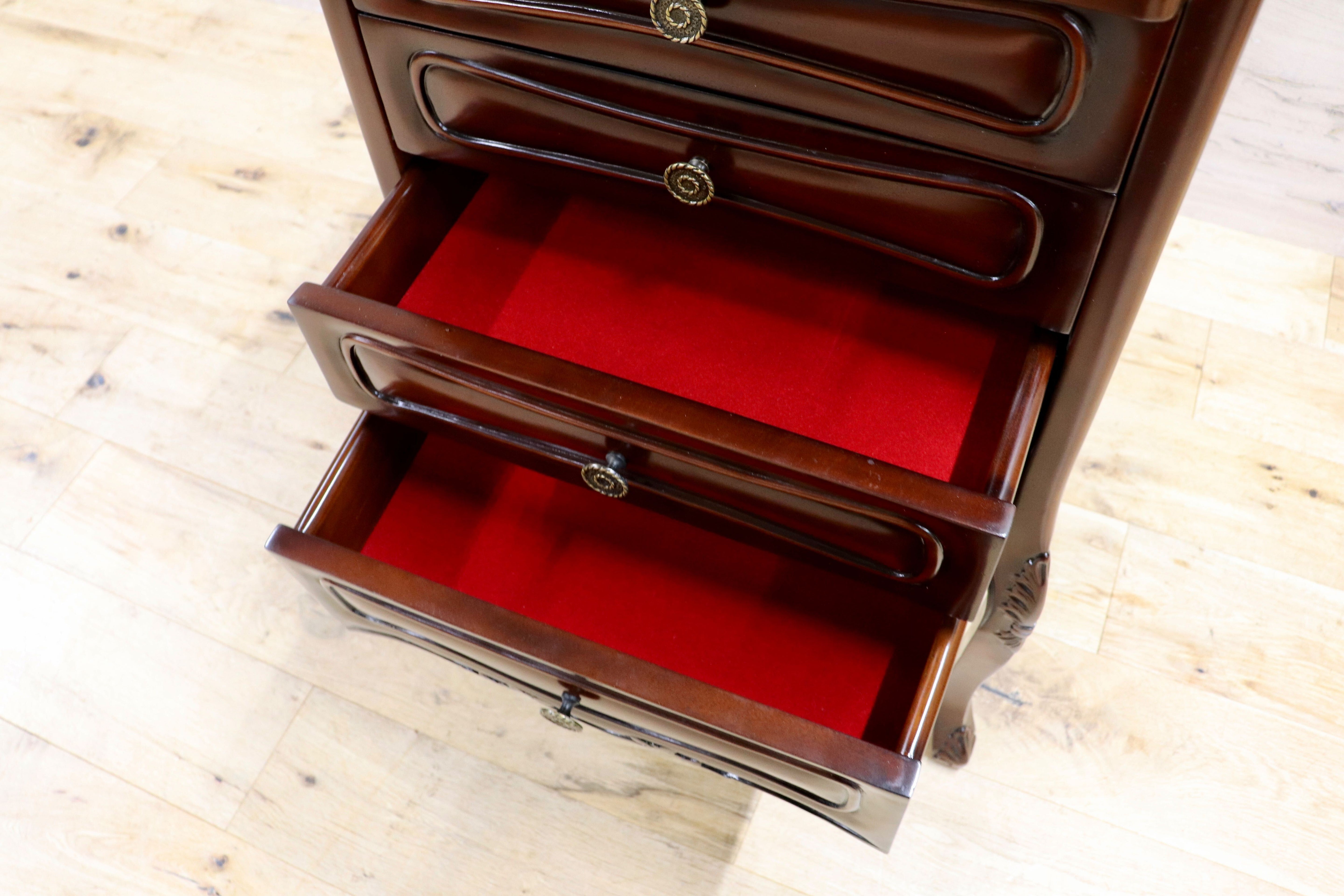 GMIK753C○クラシック サイドチェスト ルイ 4段チェスト チェスト 引き出し収納 小物入れ マホガニー ヨーロピアン アンティーク調