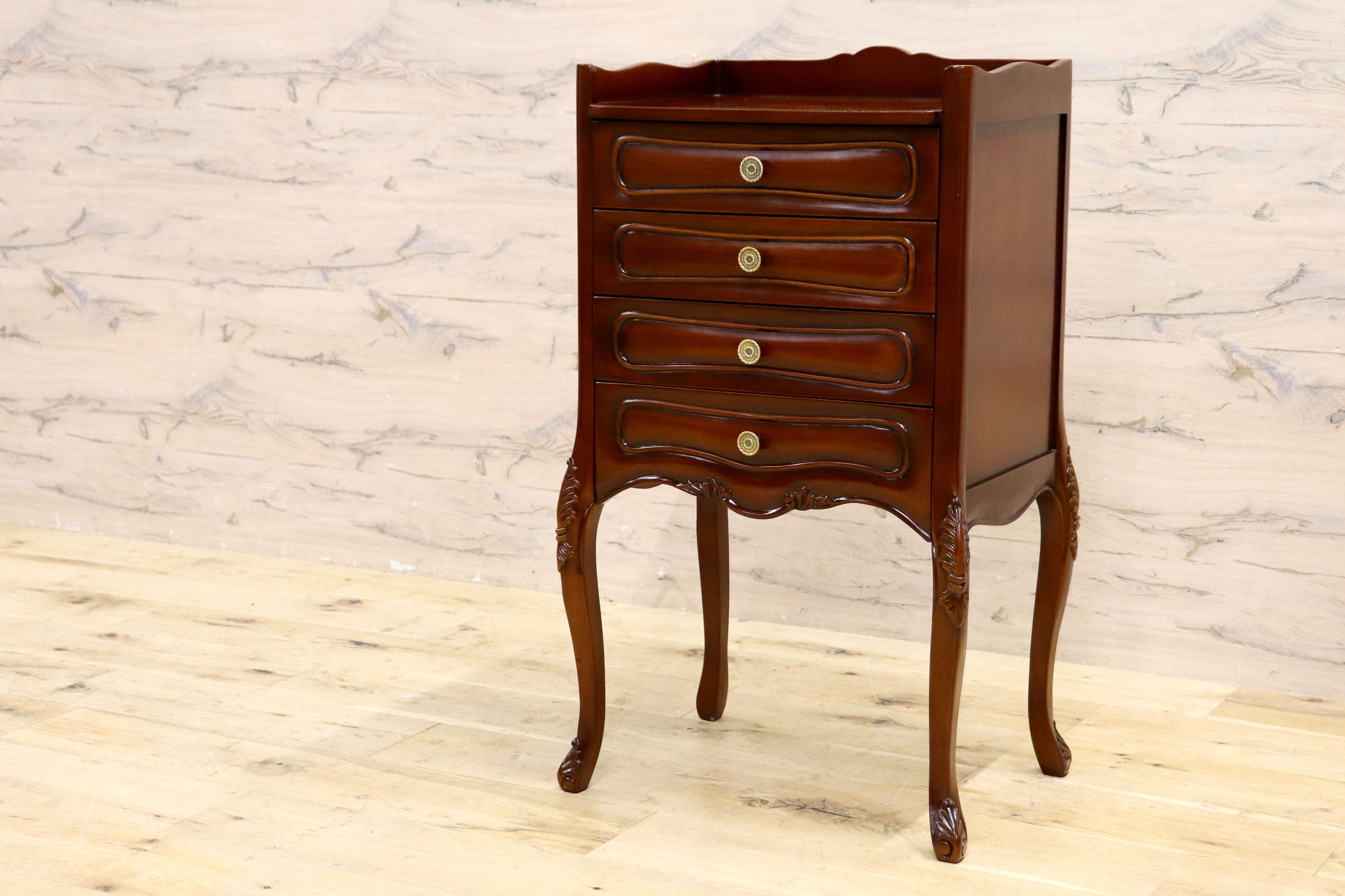 GMIK753D○クラシック サイドチェスト ルイ 4段チェスト チェスト 引き出し収納 小物入れ マホガニー ヨーロピアン アンティーク調