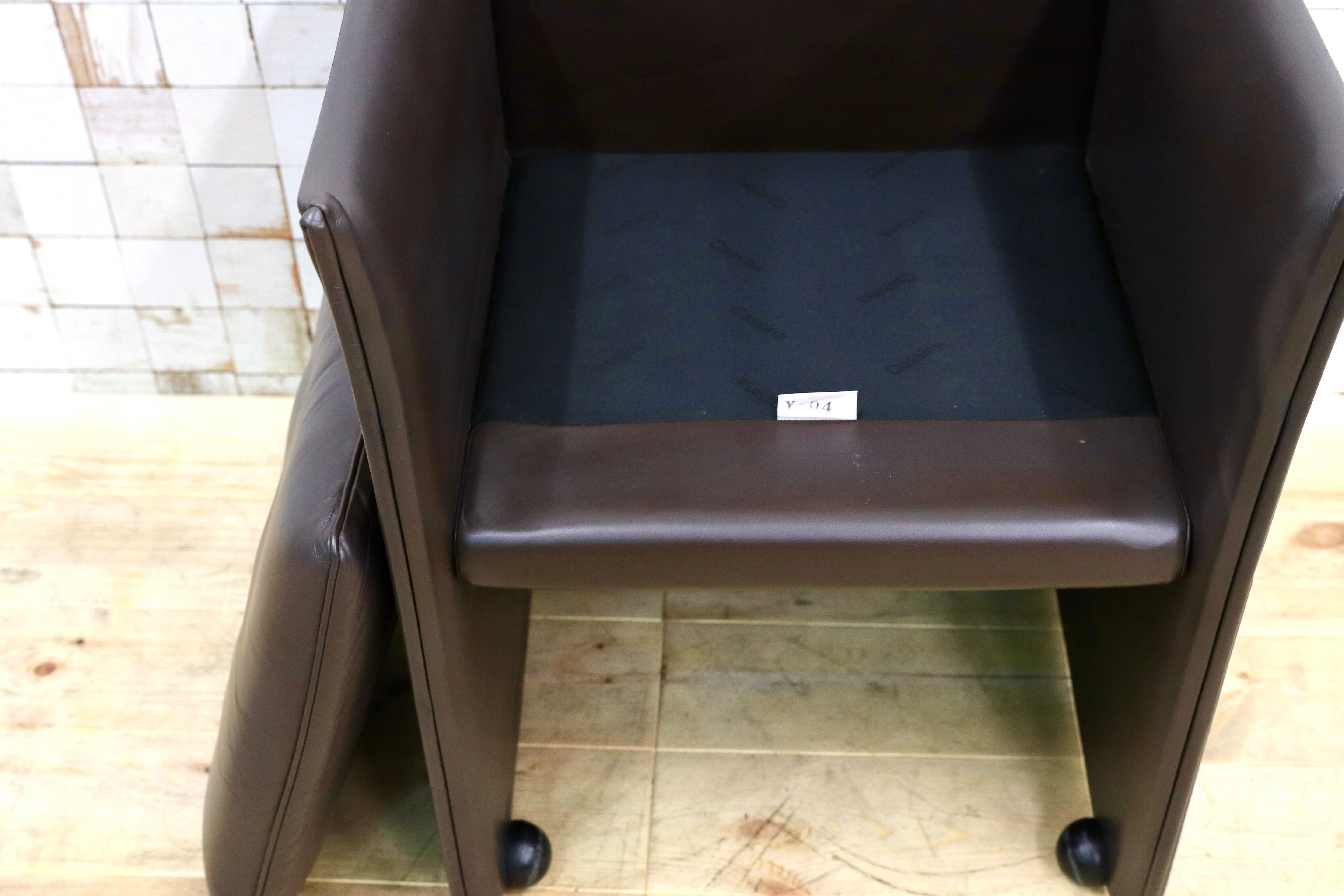 GMHK778H○Cassina / カッシーナ BREAK ブレーク 本革 レザー アームチェア 椅子 キャスター付き マリオ・ベリーニ イタリアモダン 約56万