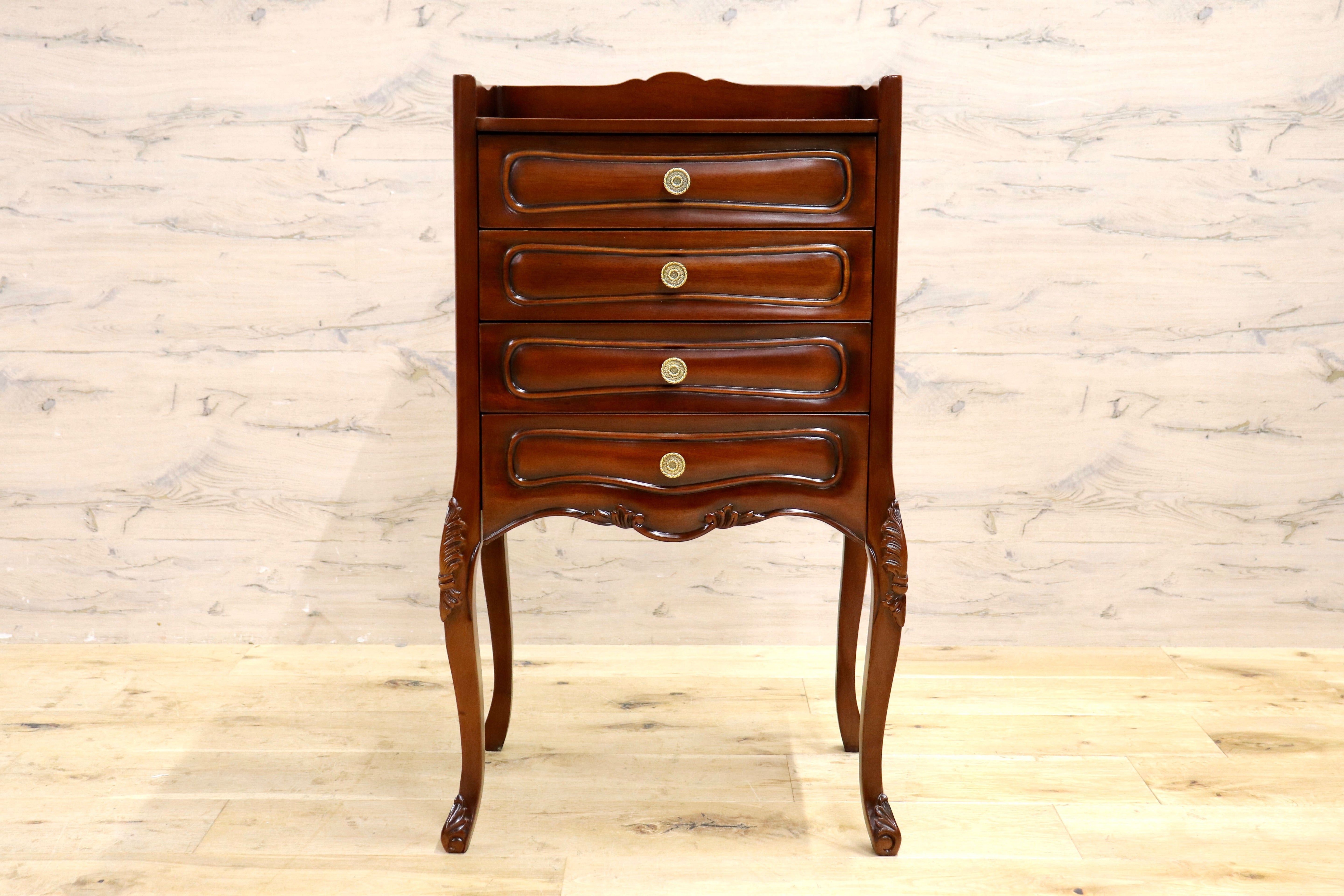 GMIK753D○クラシック サイドチェスト ルイ 4段チェスト チェスト 引き出し収納 小物入れ マホガニー ヨーロピアン アンティーク調