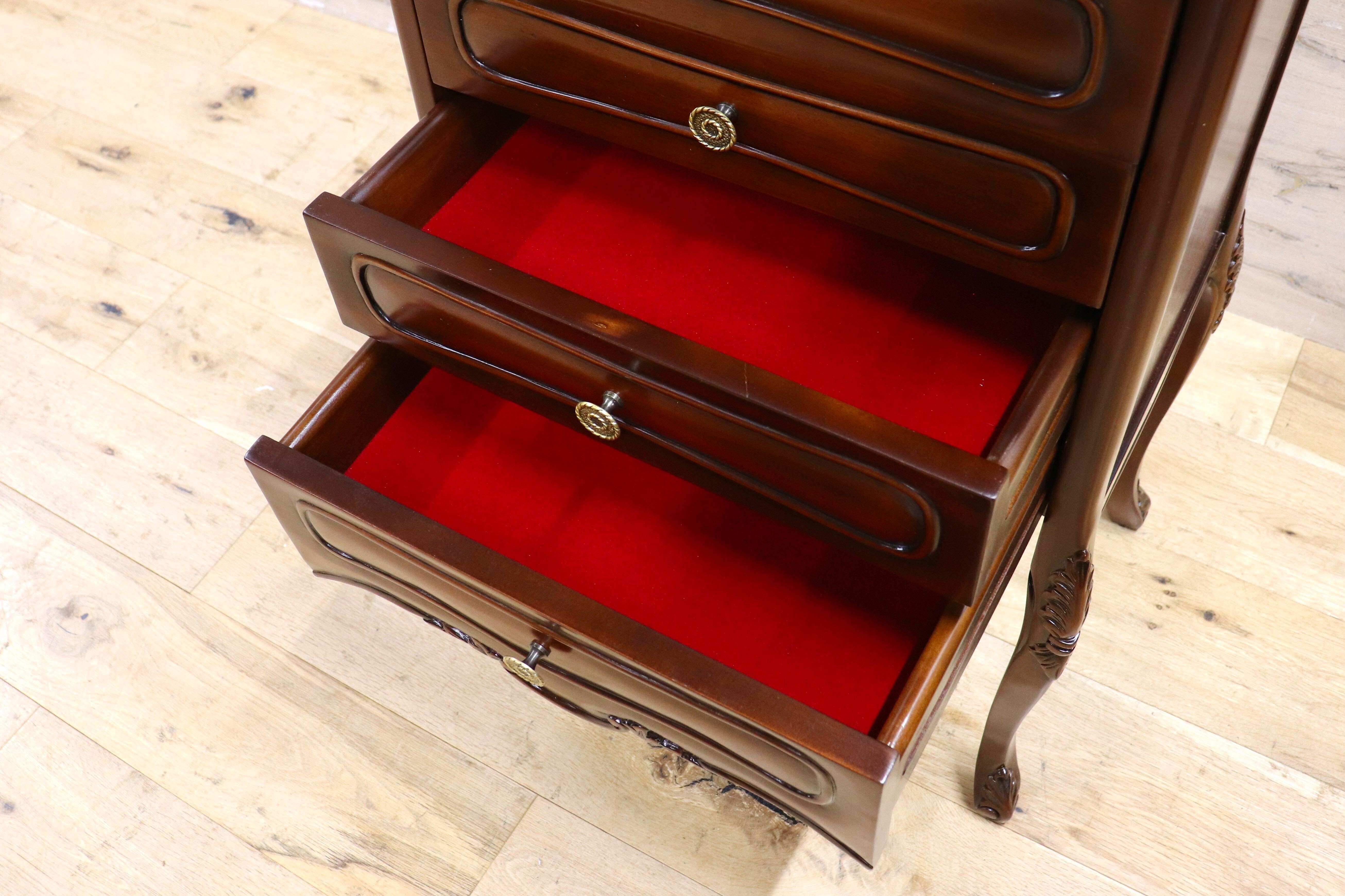 GMIK753D○クラシック サイドチェスト ルイ 4段チェスト チェスト 引き出し収納 小物入れ マホガニー ヨーロピアン アンティーク調