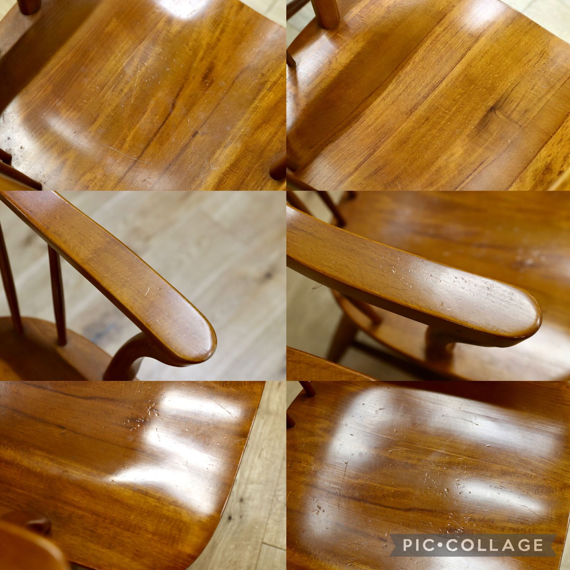 GMIS169◯飛騨産業 / HIDA キツツキ ウィンザーチェア アームチェア ダイニングチェア 椅子 2脚セット ブナ材 アンティーク