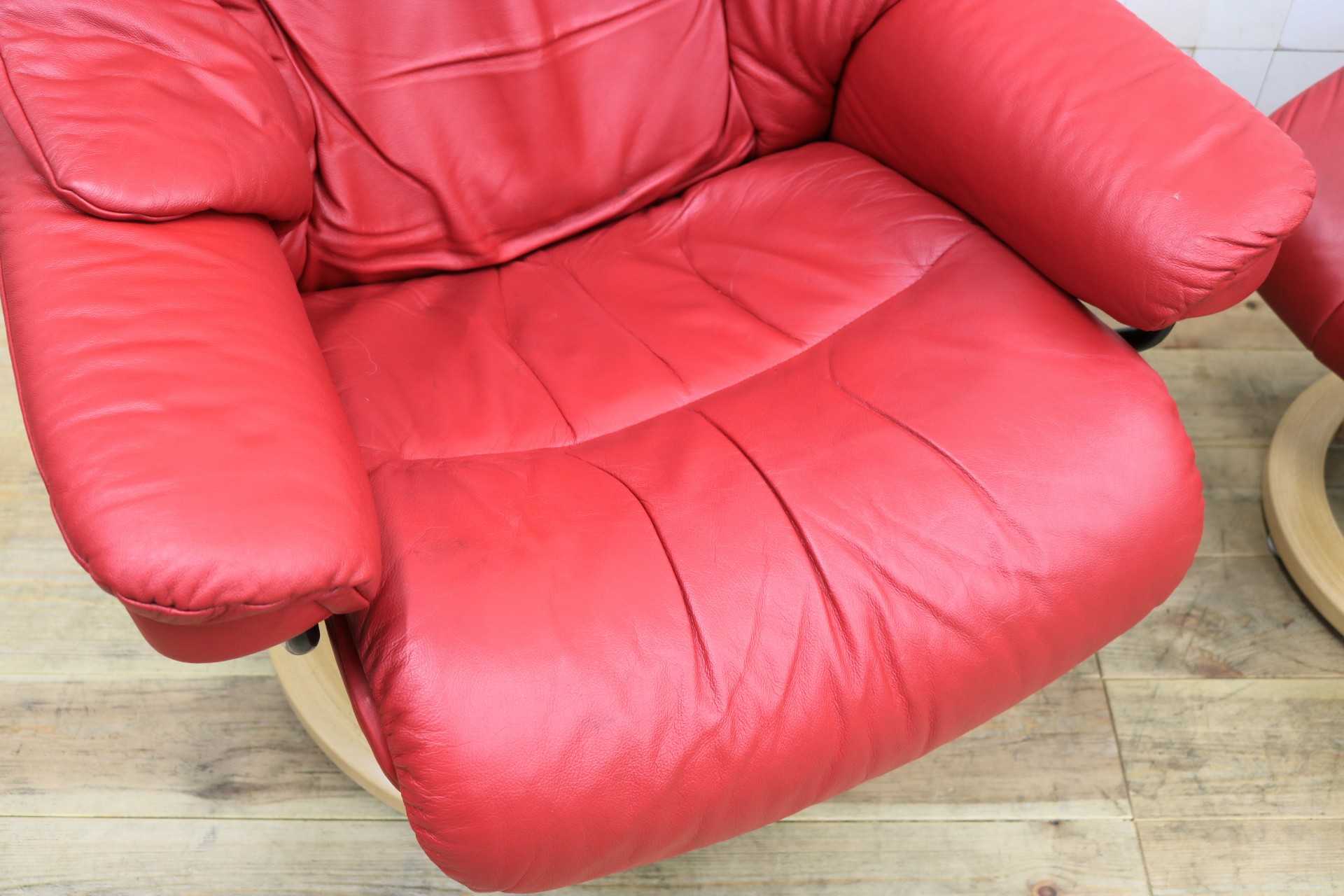 GMIS440B○EKORNES / エコーネス ストレスレスレノ Reno リクライニングチェア シングルソファ オットマン 赤 本革 北欧 ノルウェー