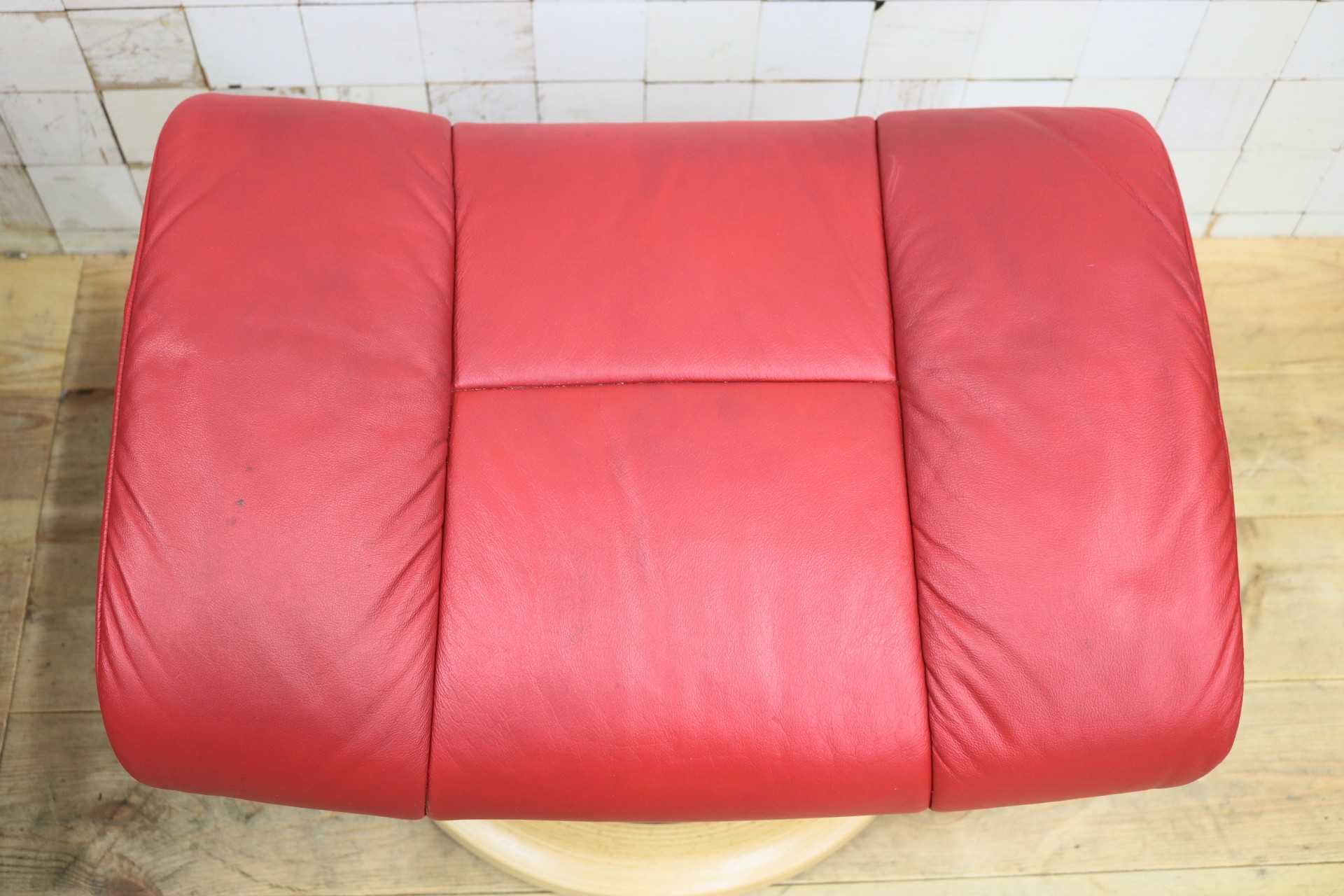 GMIS440B○EKORNES / エコーネス ストレスレスレノ Reno リクライニングチェア シングルソファ オットマン 赤 本革 北欧 ノルウェー