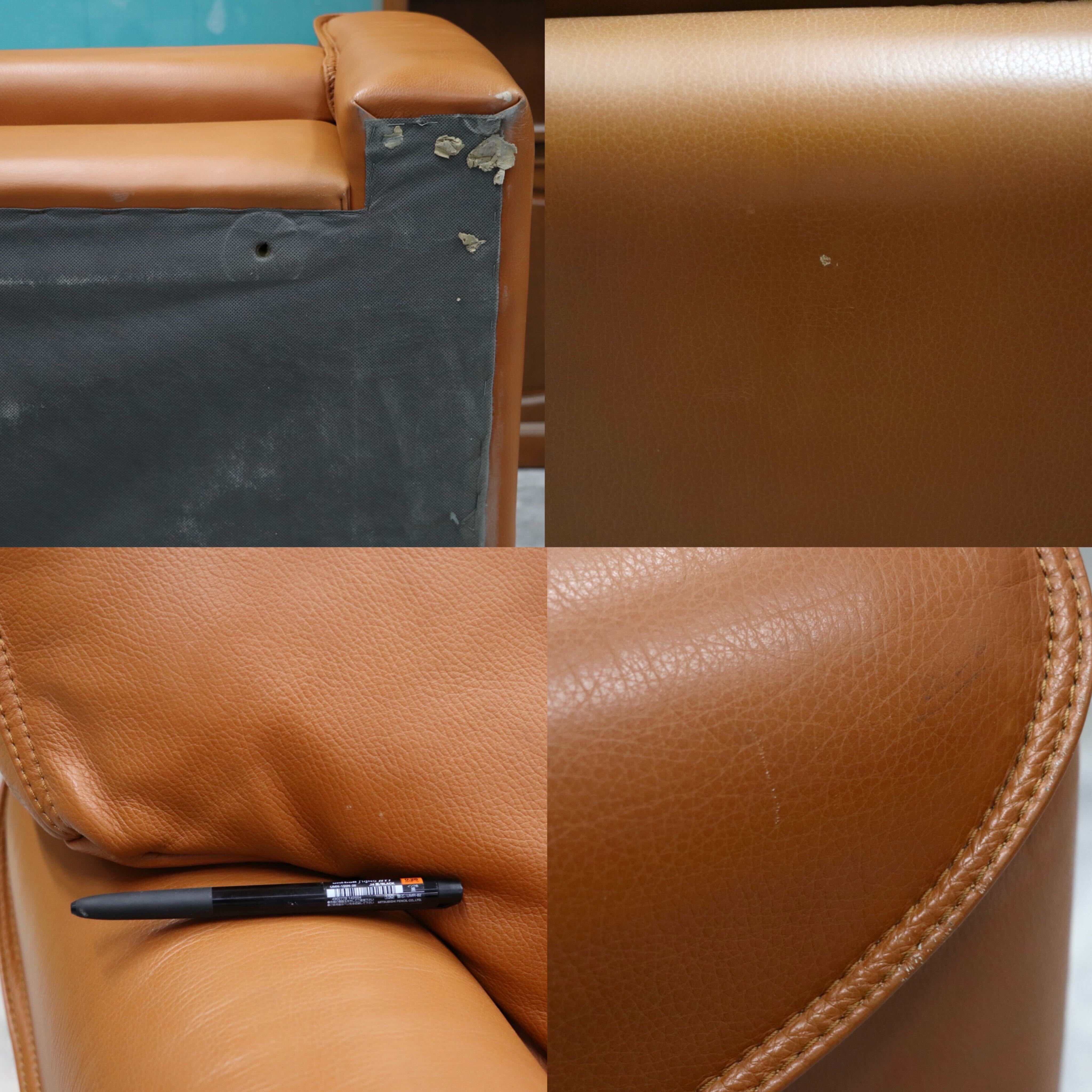 GMHK502○イタリアモダン 高級 クラシック 3人掛けソファ トリプルソファ 総革 ブラウン 長椅子 検)モビリア デセデ パオログッチ