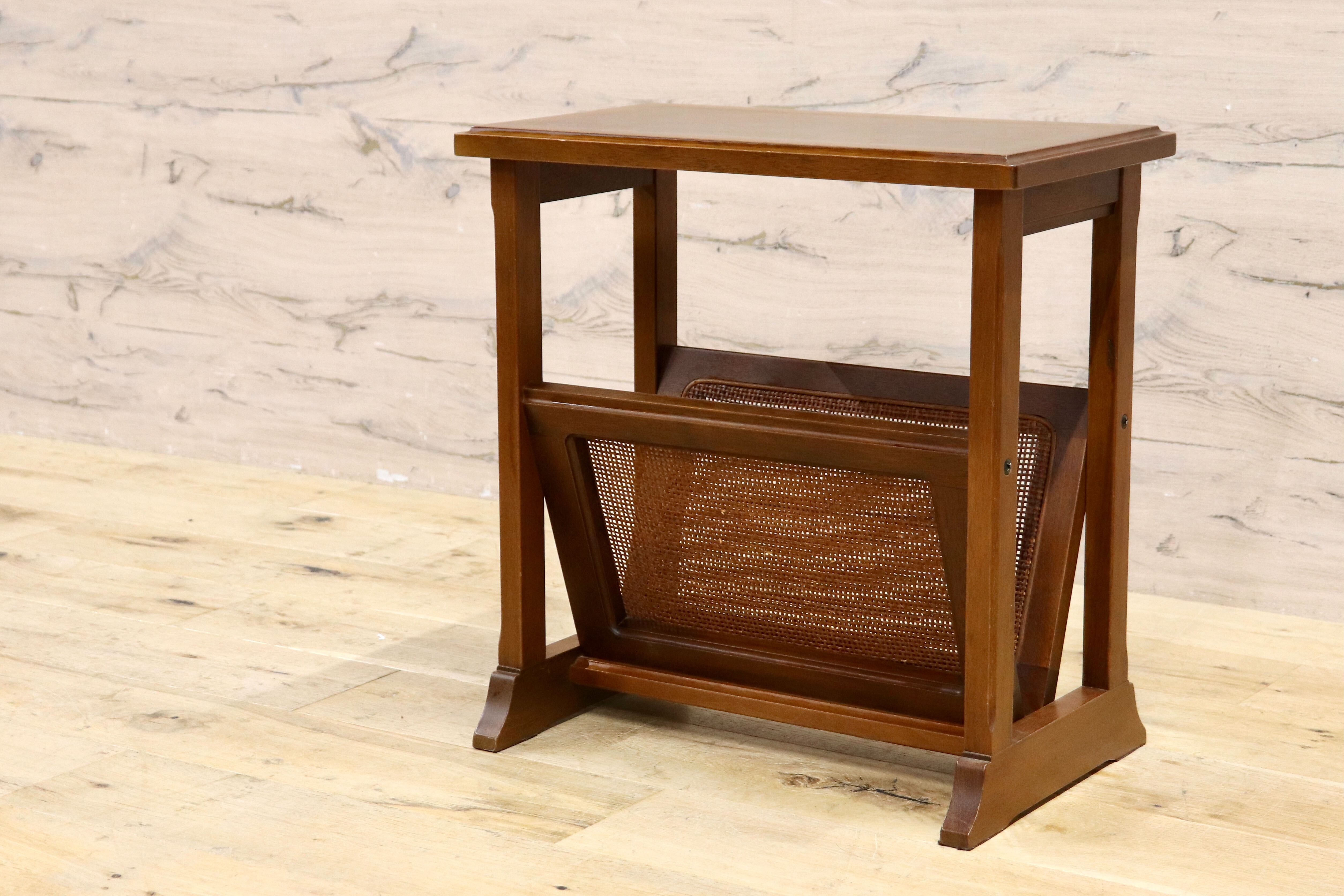 GMIK768○maruni / オールドマルニ 地中海 クラシック マガジンラック サイドテーブル コーヒーテーブル ラタン ヴィンテージ 木製家具