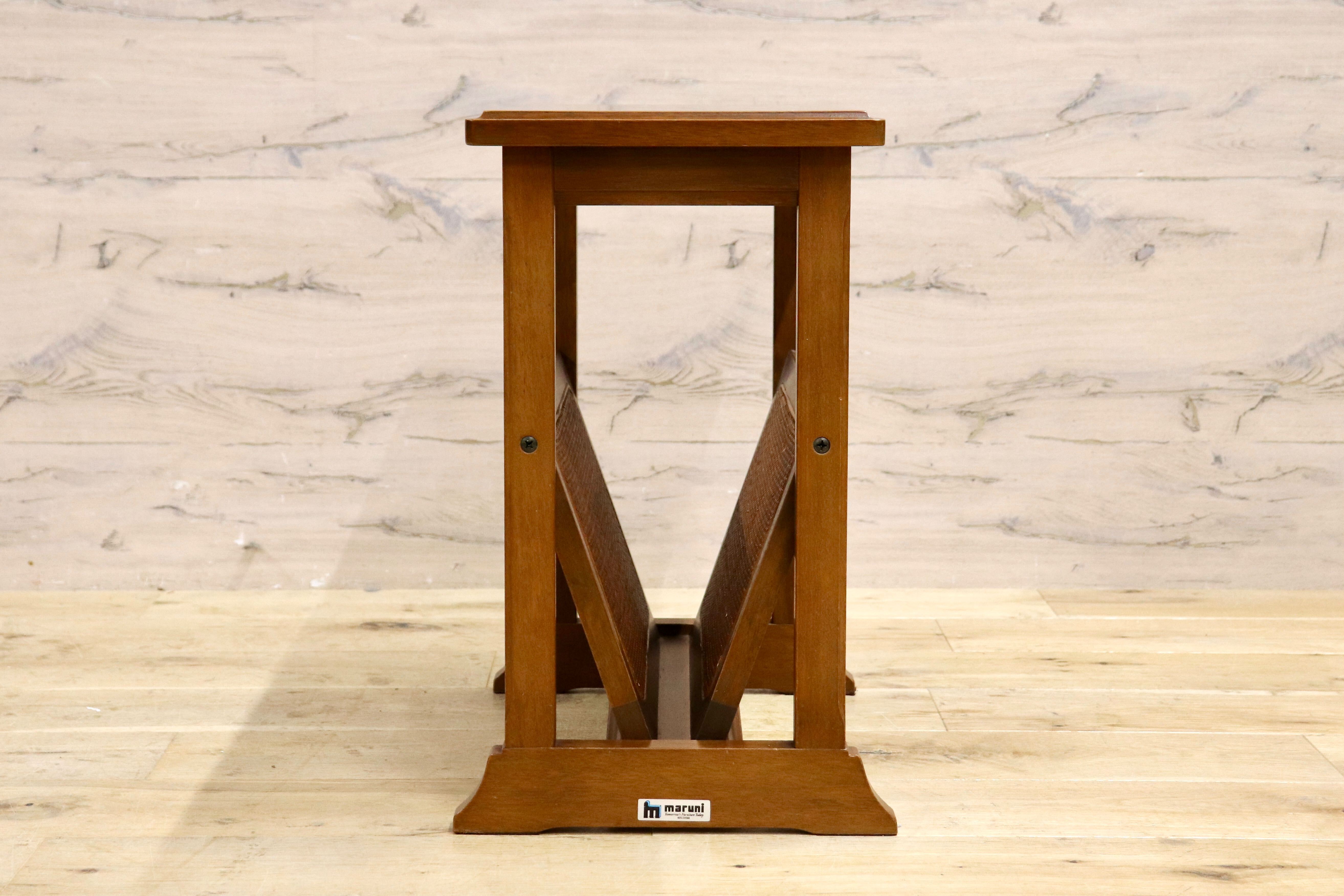 GMIK768○maruni / オールドマルニ 地中海 クラシック マガジンラック サイドテーブル コーヒーテーブル ラタン ヴィンテージ 木製家具