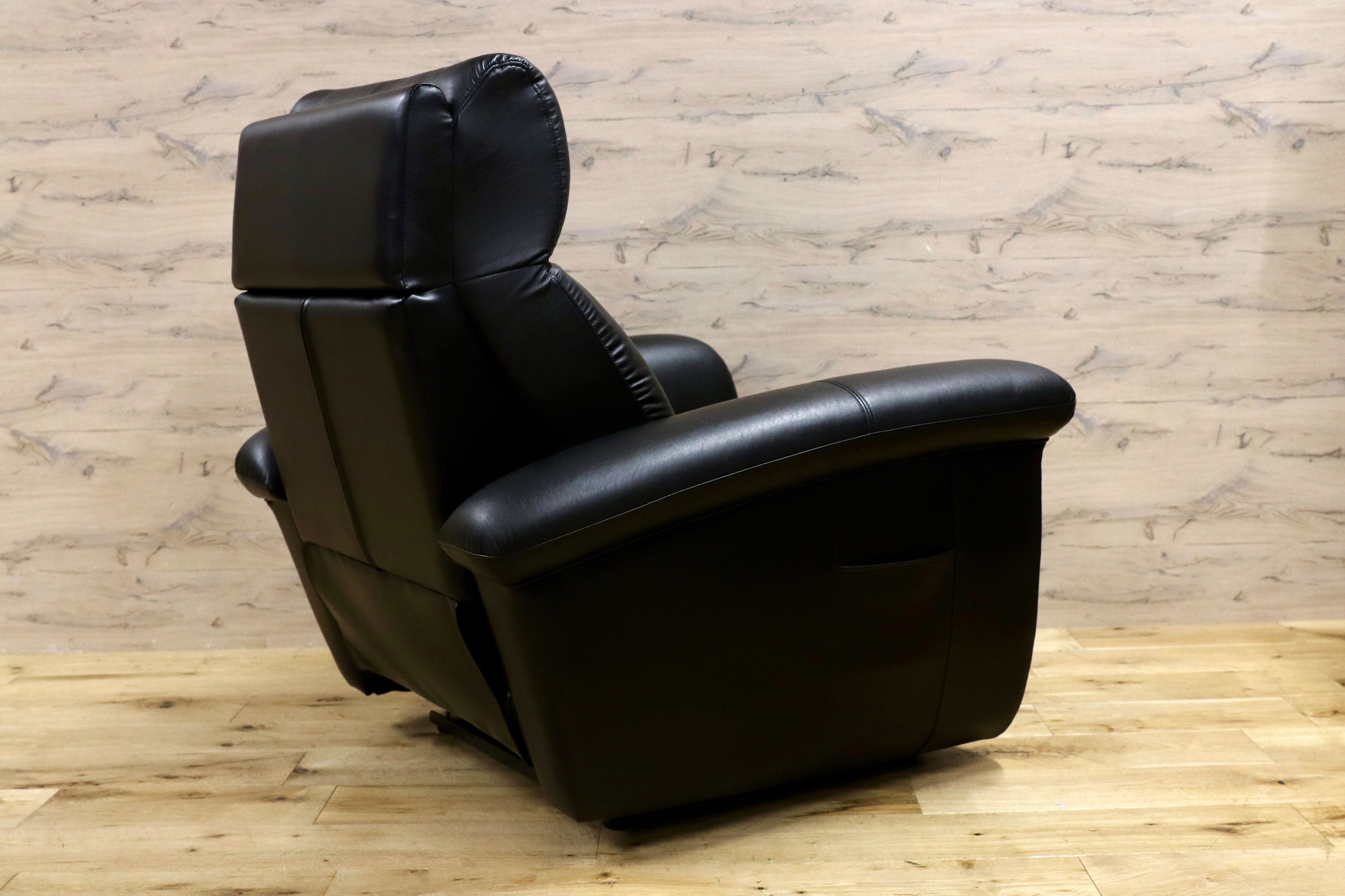 GMHK404○馬場家具 インターリバックス 1人掛けソファ シングルソファ ブラック モダン ラウンジチェア