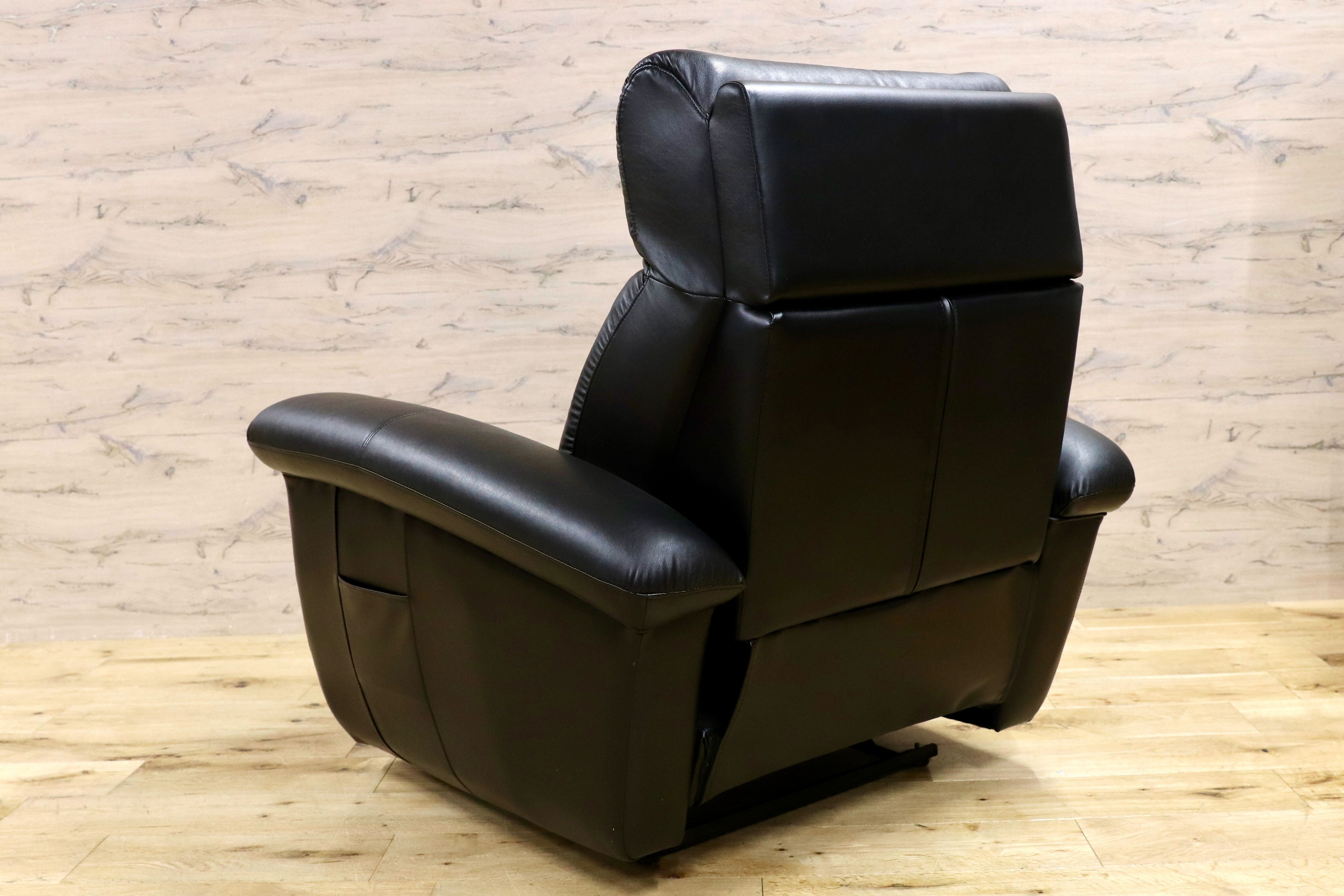 GMHK404○馬場家具 インターリバックス 1人掛けソファ シングルソファ ブラック モダン ラウンジチェア