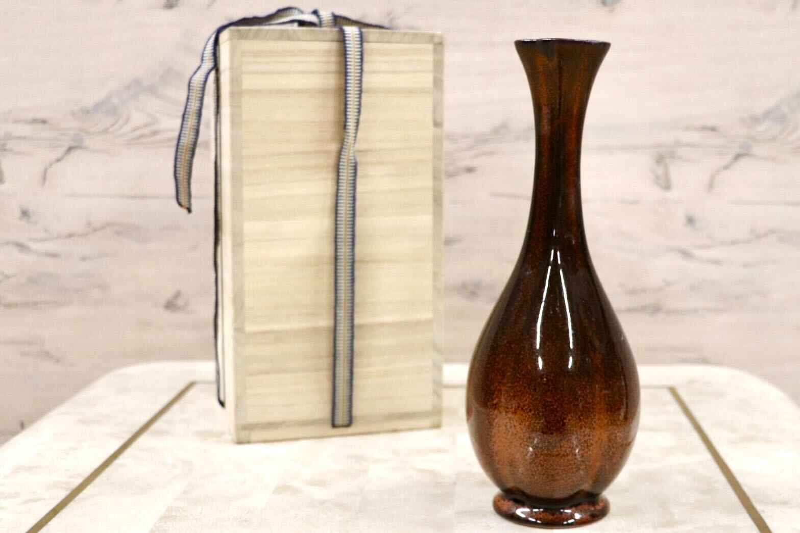 GMGS269○作家物 一輪挿し 花器 花入 インテリア フラワーベース 花瓶 花生 桐箱入