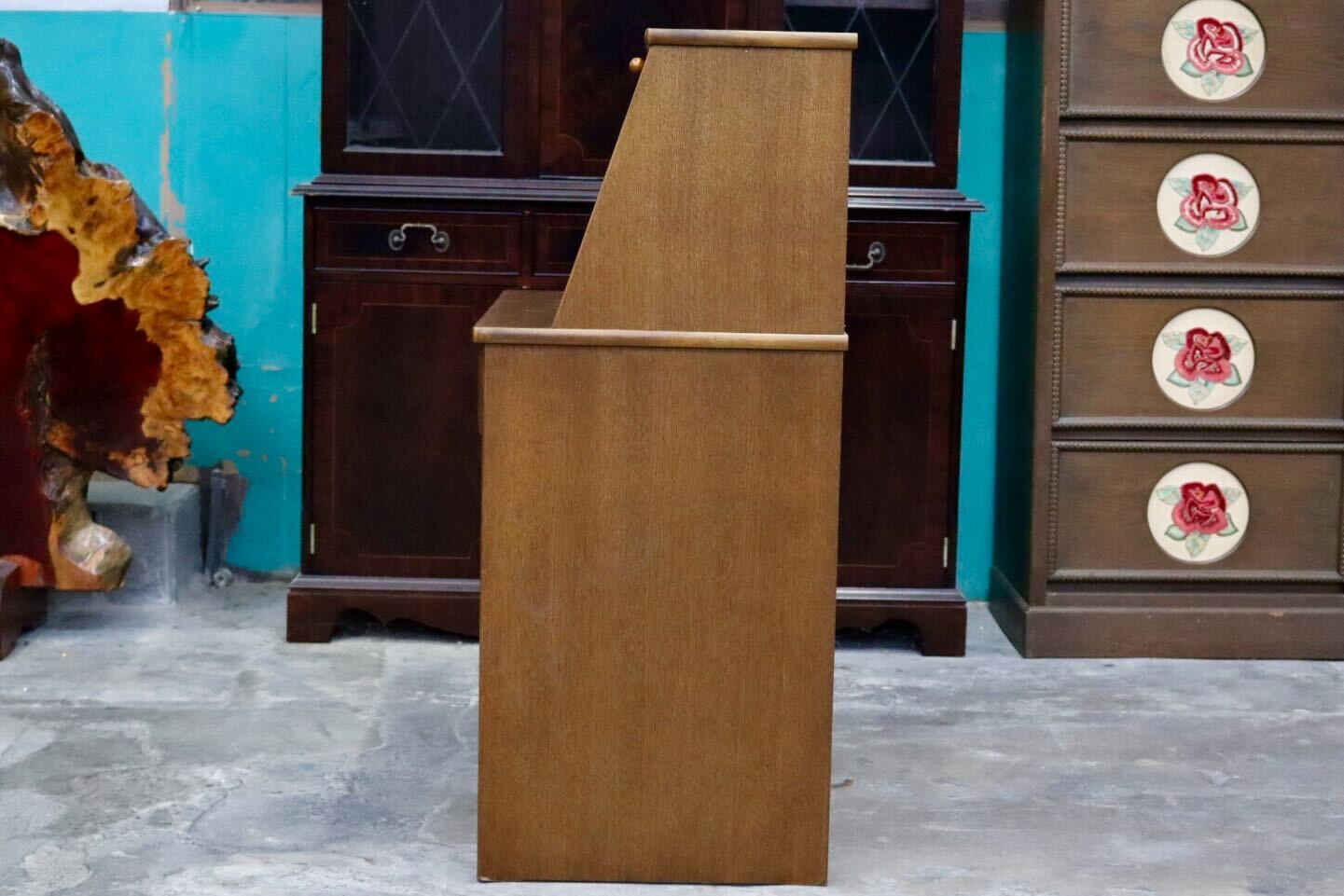 GMIS319○浜本工芸 / HAMAMOTO ライティングビューロー デスク 学習机 書斎机 引き出し レトロ 国産家具