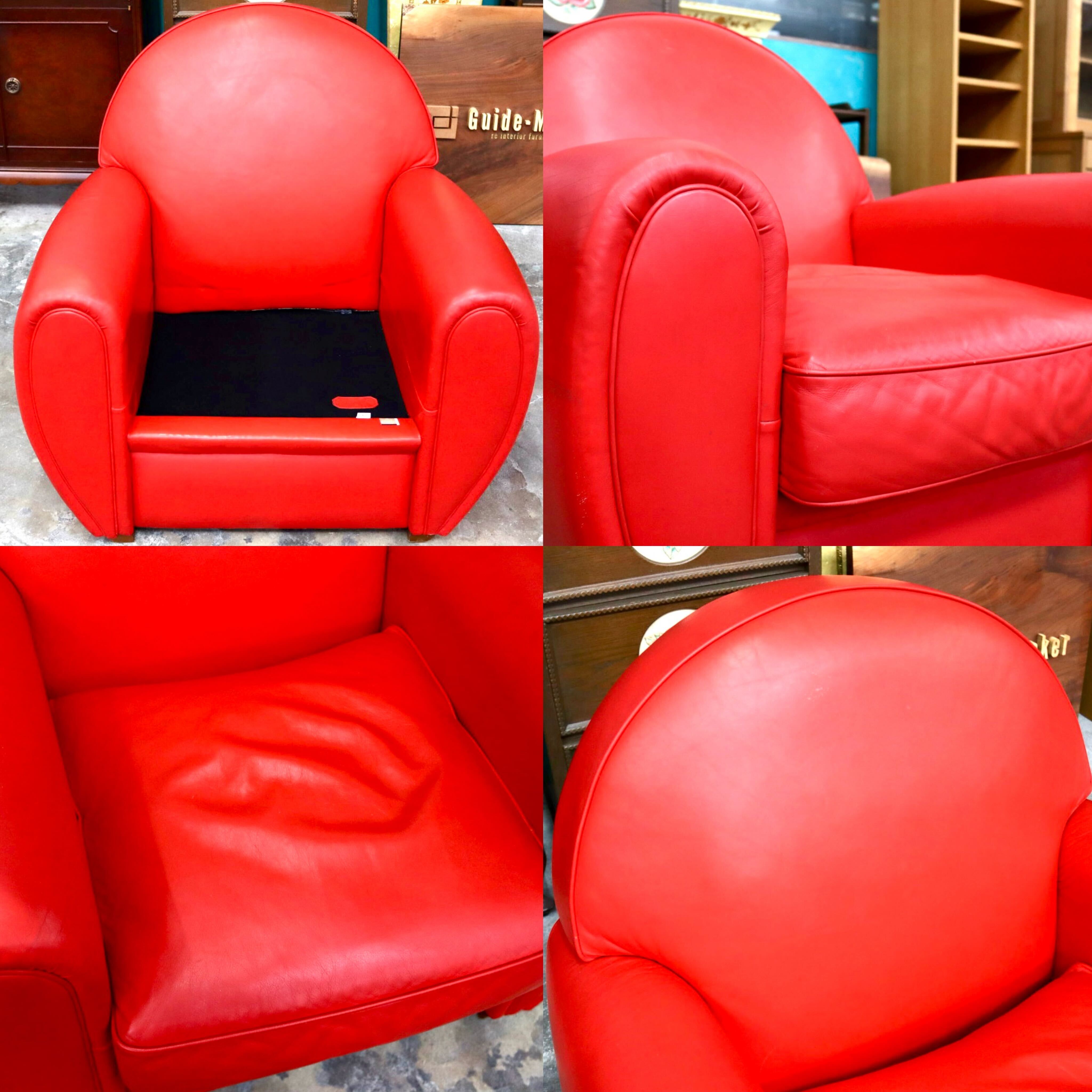 GMIS523○Bernard Massot Vanity Fair ヴァニティフェア ラウンジチェア 1人掛けソファ 本革 フランス リプロダクト 検)ポルトローナフラウ