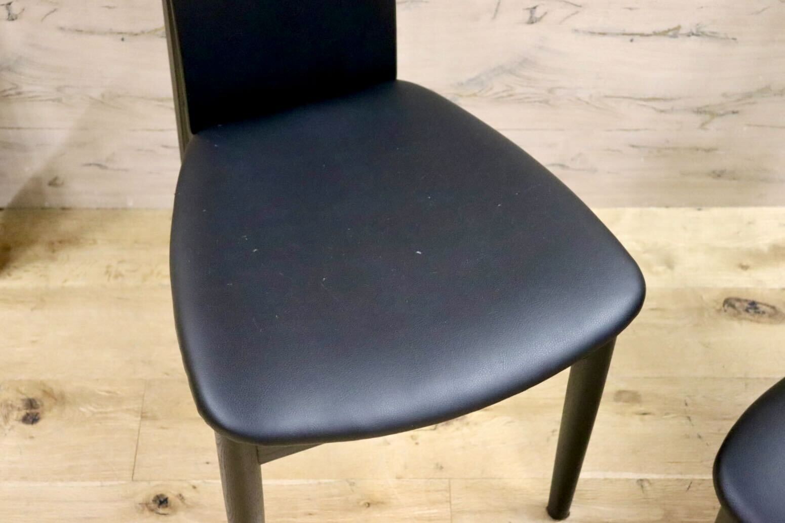 GMHH41A○関家具 KALINAⅡ カリーナ ダイニングチェア 食卓椅子 ハイバック 合皮 ブラック 2脚セット 大川家具 モダン 廃番 希少