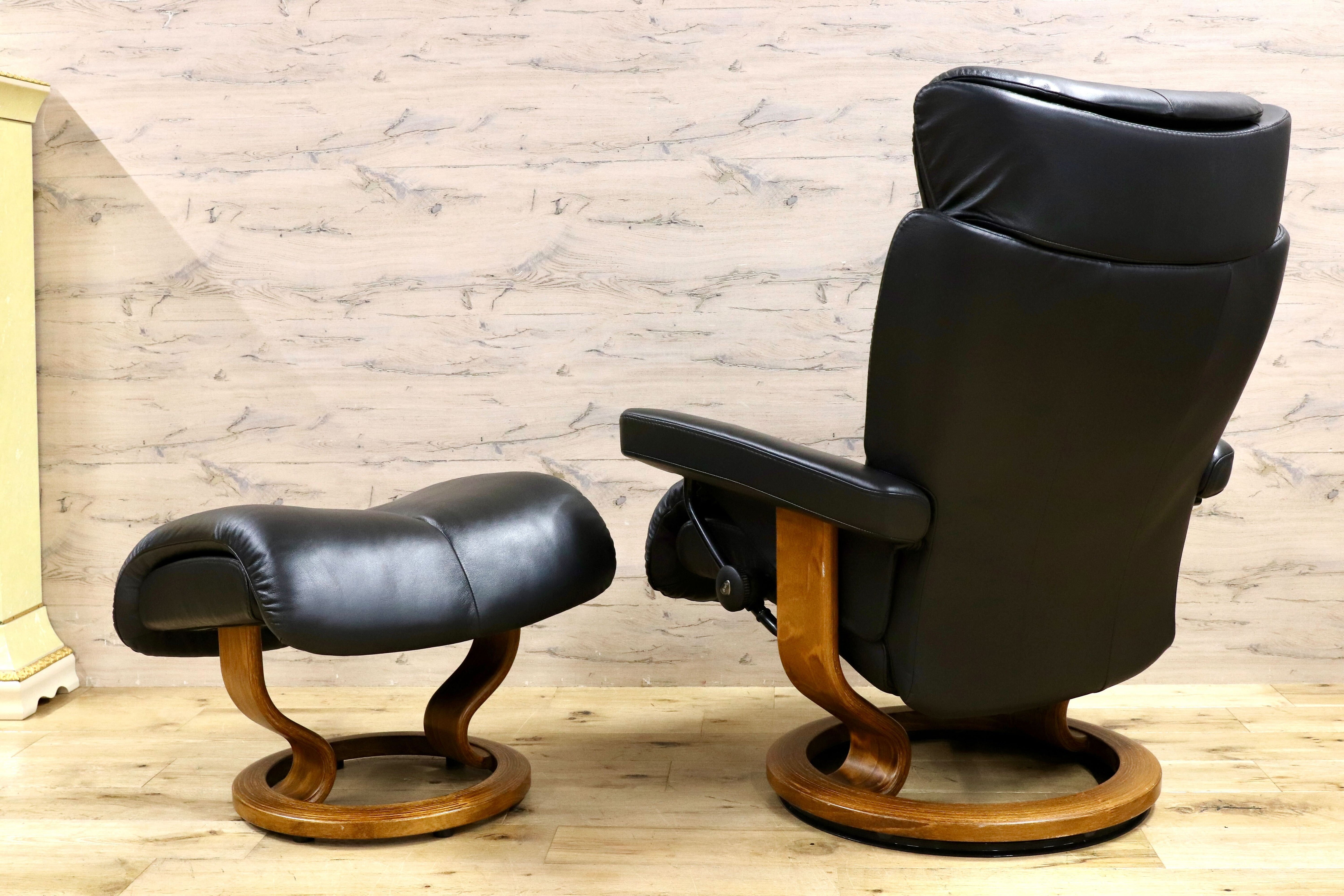 GMHS314○EKORNES / エコーネス ストレスレス Magic マジック 黒 本革 北欧 ノルウェー リクライニングチェア 最高級 椅子