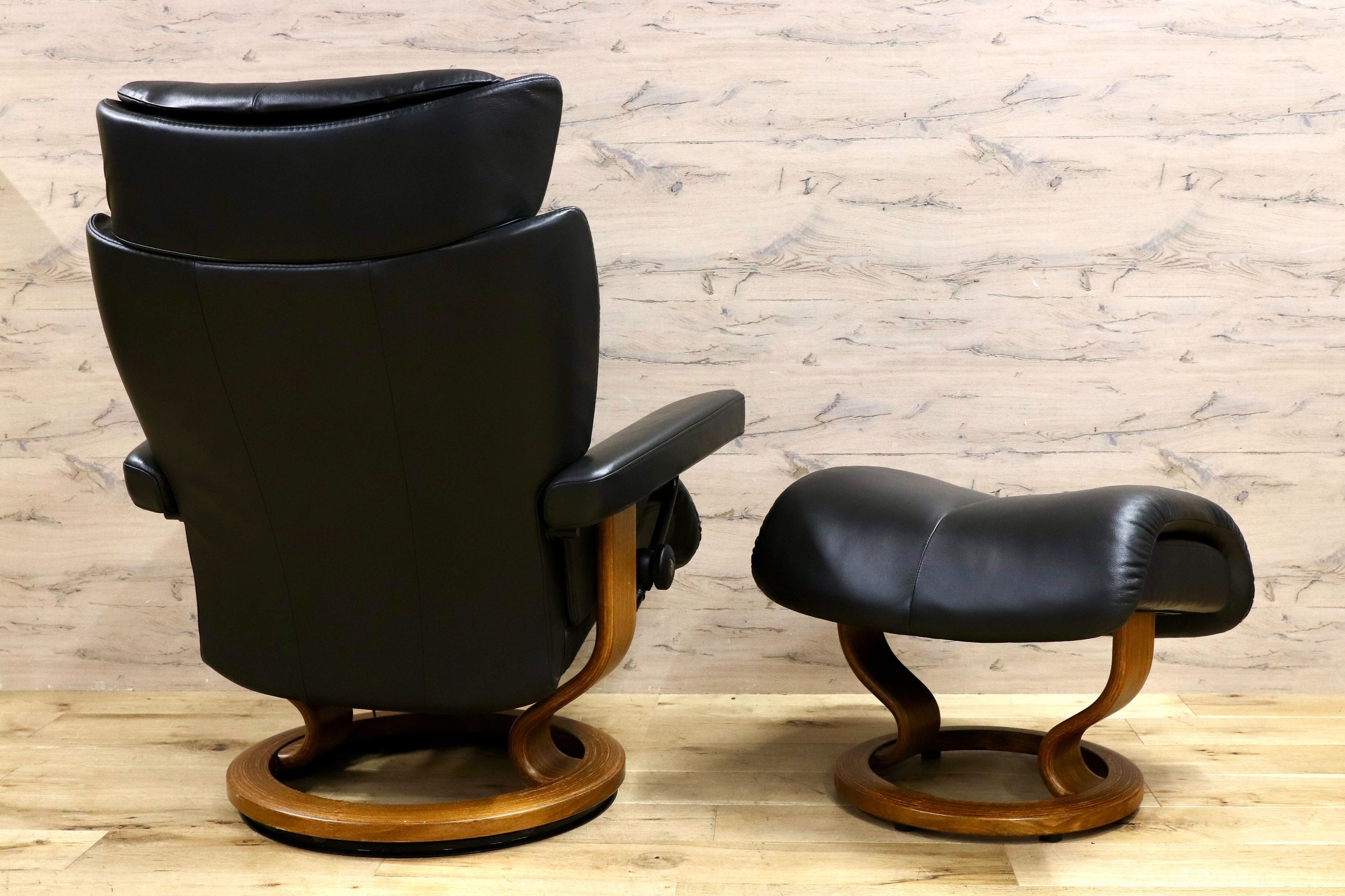 GMHS314○EKORNES / エコーネス ストレスレス Magic マジック 黒 本革 北欧 ノルウェー リクライニングチェア 最高級 椅子
