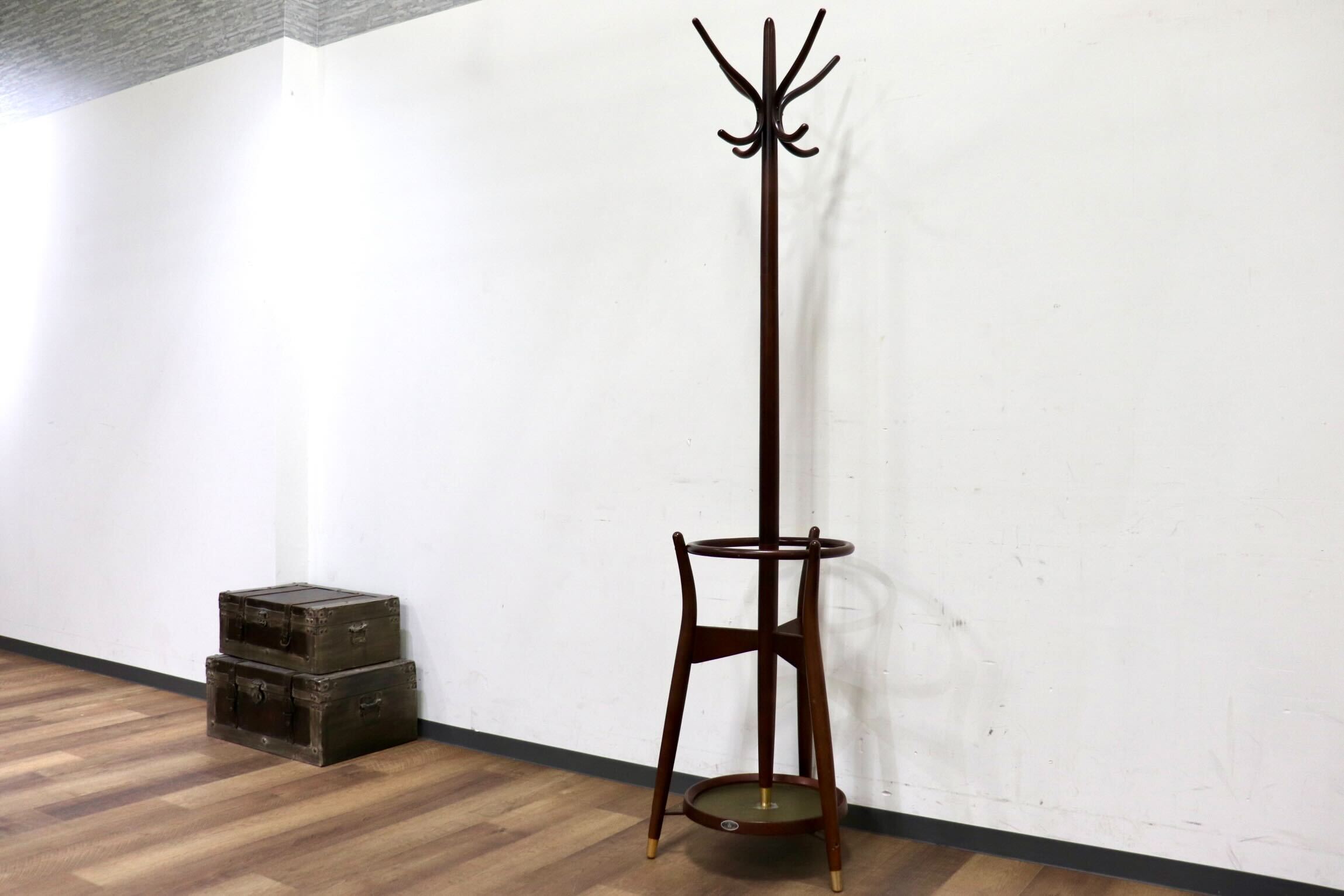 GMIS87○秋田木工 ポールハンガー コートスタンド ハンガーラック コート掛け 傘立て 帽子掛け ヴィンテージ モダン