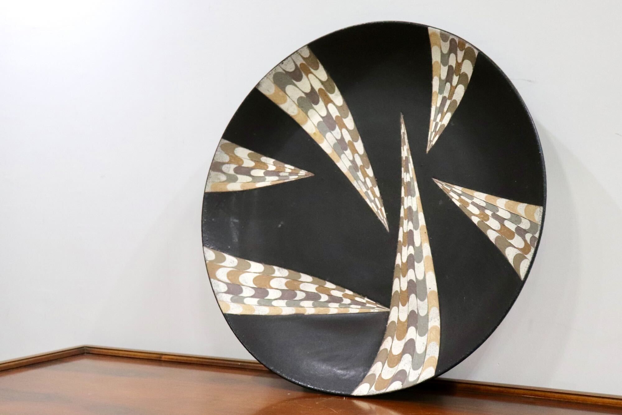 GMHO147B○市野哲次 作家物 器 大皿 丸皿 皿 食器 陶磁器 陶器 インテリア 展示品