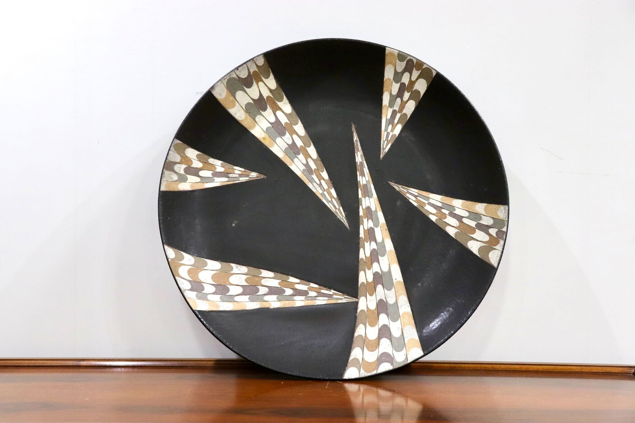 GMHO147B○市野哲次 作家物 器 大皿 丸皿 皿 食器 陶磁器 陶器 インテリア 展示品