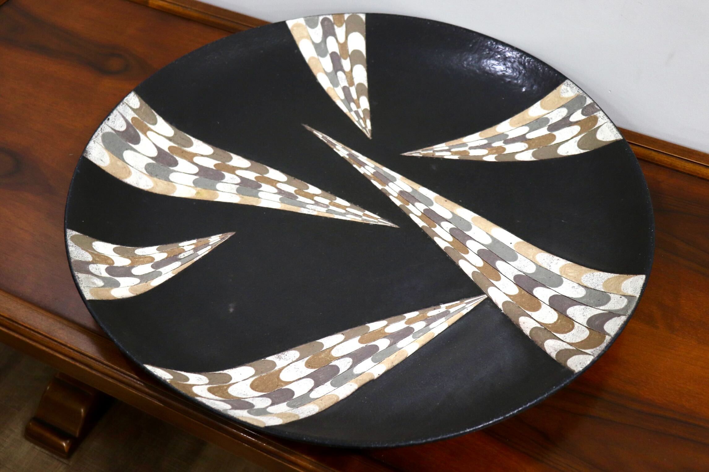 GMHO147B○市野哲次 作家物 器 大皿 丸皿 皿 食器 陶磁器 陶器 インテリア 展示品