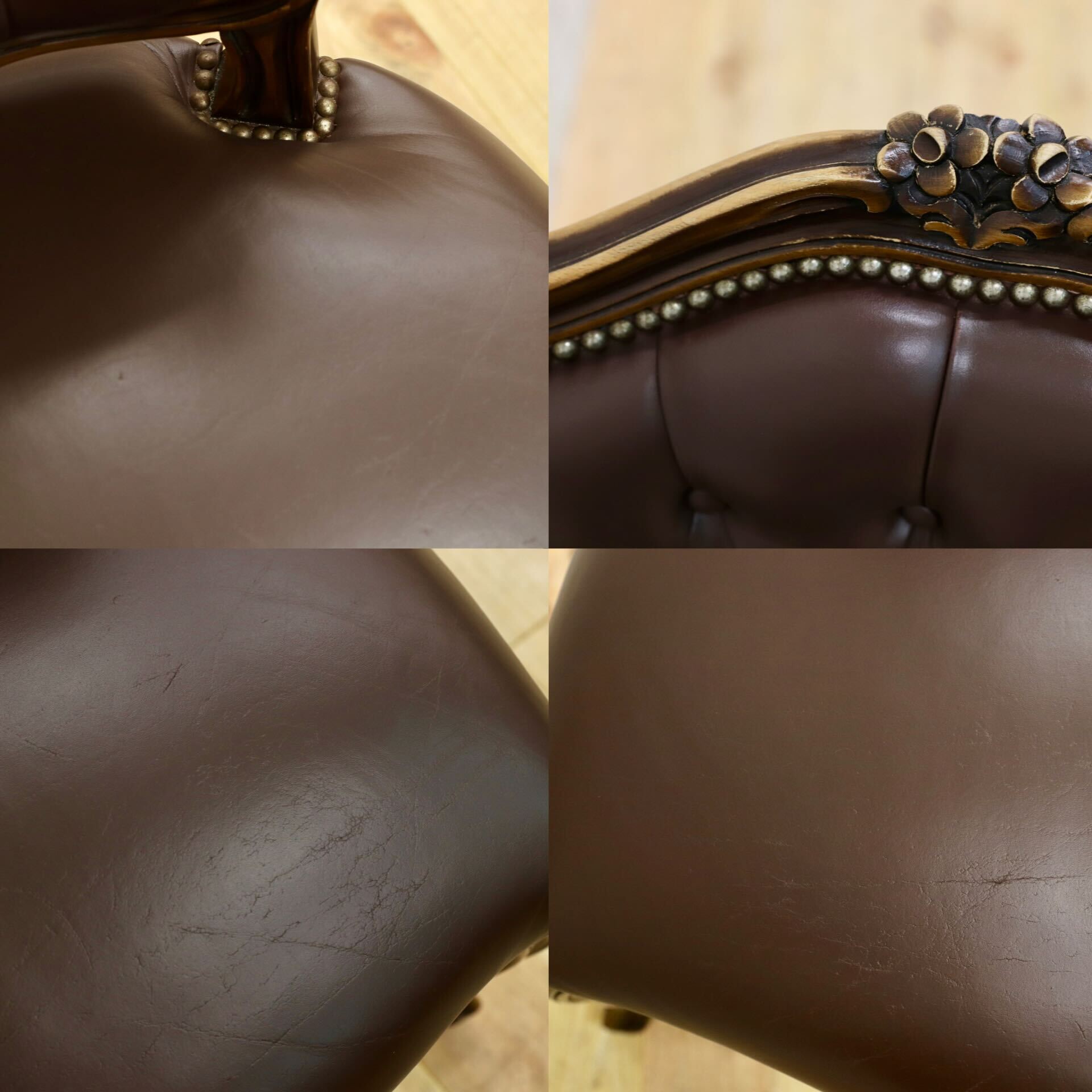 GMIO29B○domani / ドマーニ ルイXV ルイ15世 ダイニングチェア 椅子 クラシック ヴィンテージ カリモク最高峰 本革 ブラウン 稀少