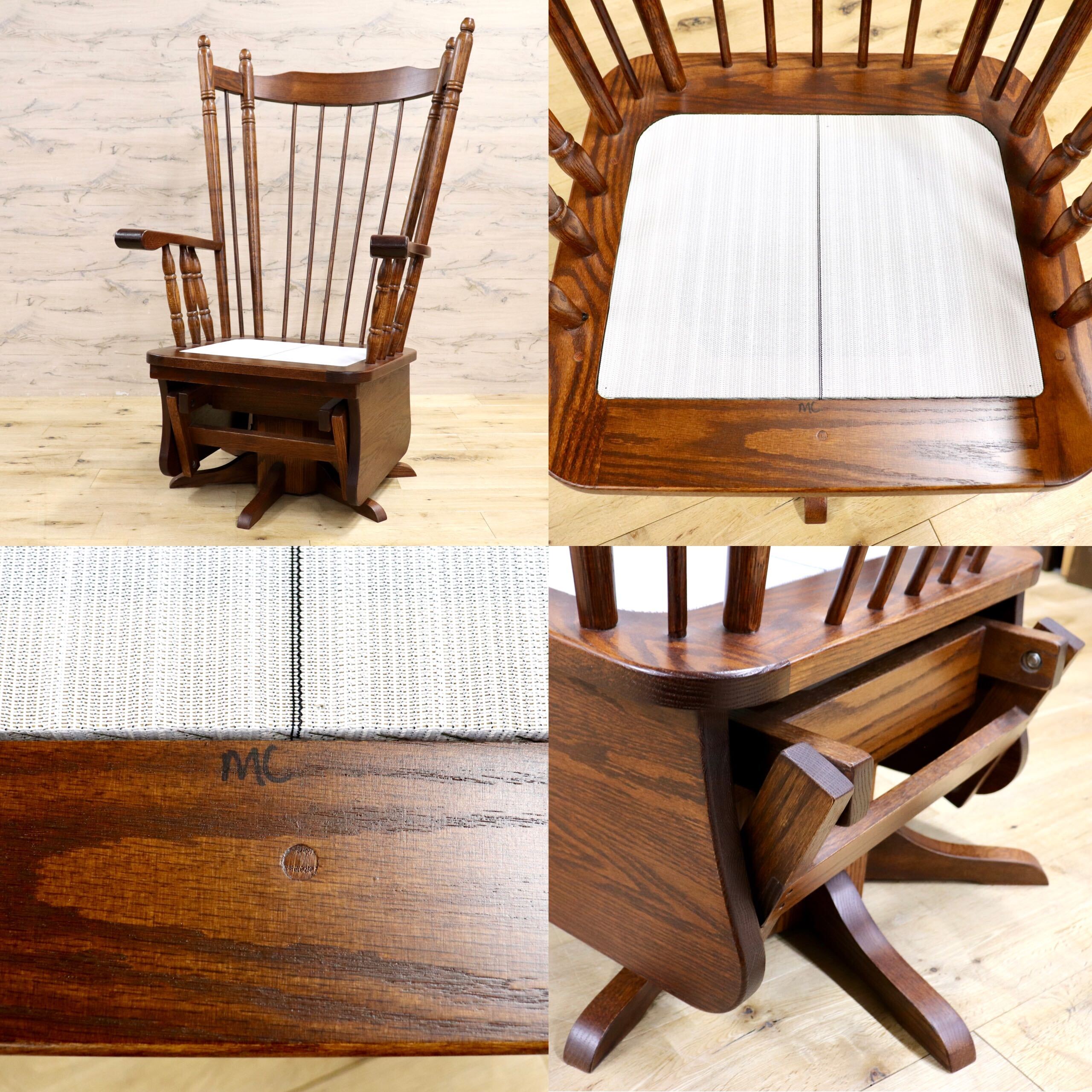 GMIS355○アメリカンヴィンテージ グライダーロッキングチェア 揺り椅子 オットマン セット ファブリック カントリー USA