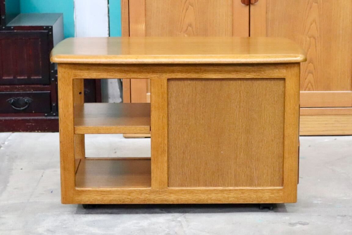 GMIS318○浜本工芸 / HAMAMOTO リビングワゴン サイドテーブル キャビネット 飾り台 キャスター付き 引き出し 国産家具