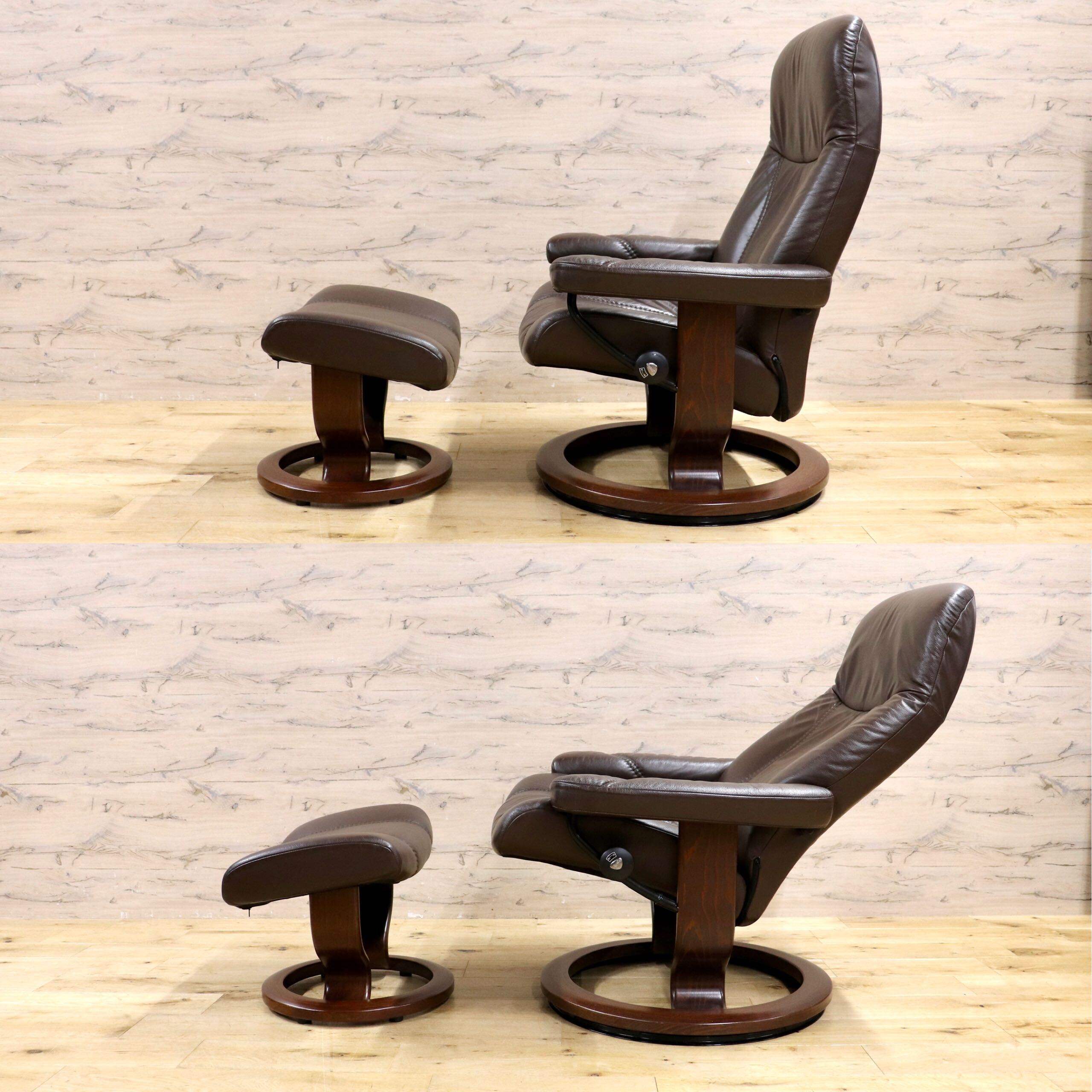 GMIS360○EKORNES / エコーネス コンサル ストレスレスチェア リクライニングチェア オットマン セット ブラウンレザー ノルウェー 北欧