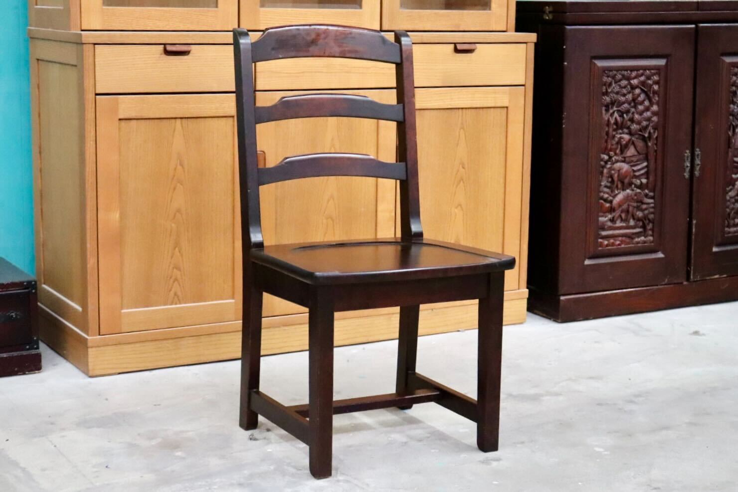 GMIS303C○北海道民芸家具 ダイニングチェア ラダーバックチェア アームレスチェア 椅子 木製 無垢材 樺材 国産家具 飛騨産業