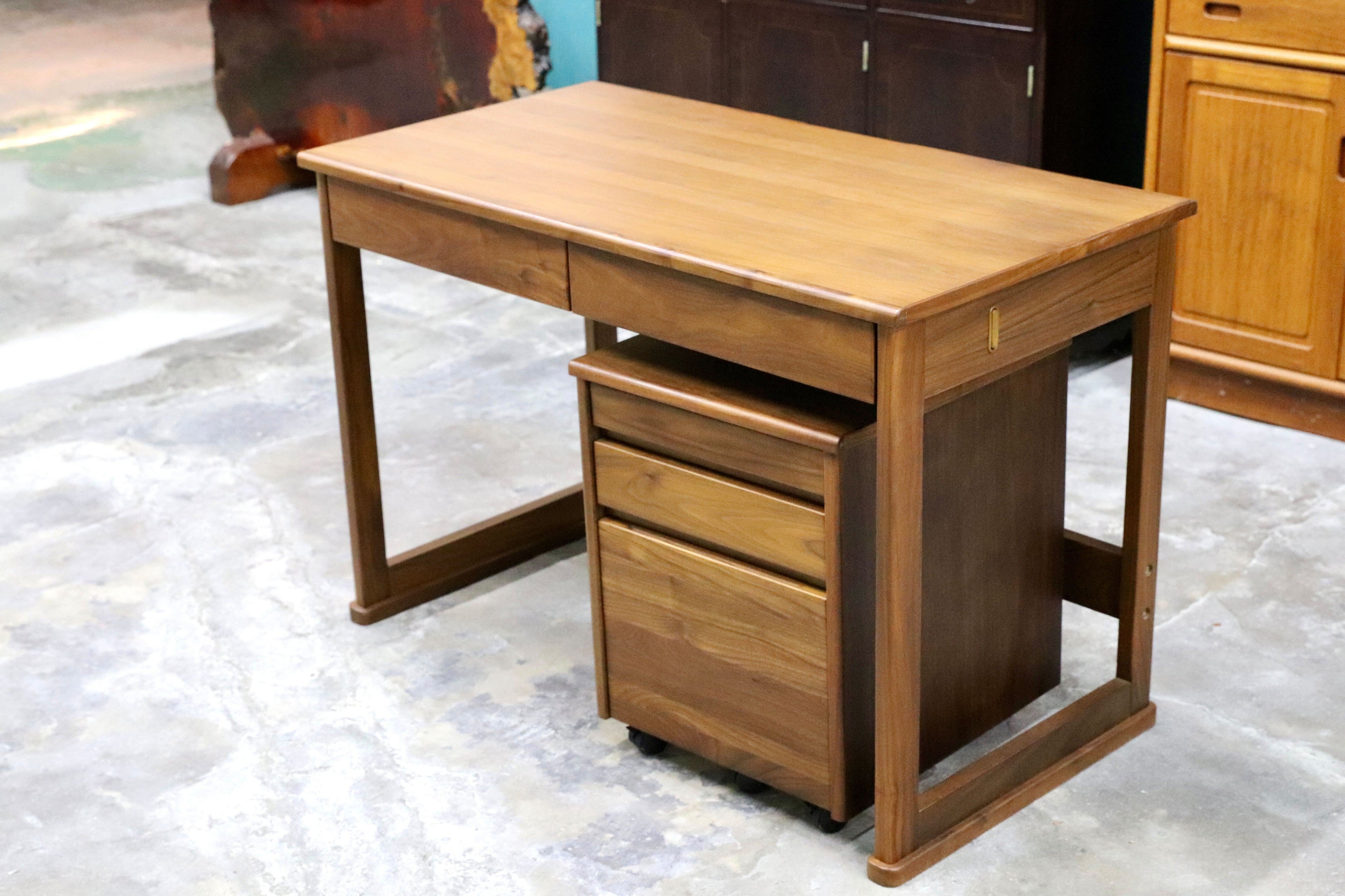 GMIH225B○起立木工 / KIRITSU FURNITURE ウォールナット デスク&ワゴン 学習机 勉強机 北欧モダン