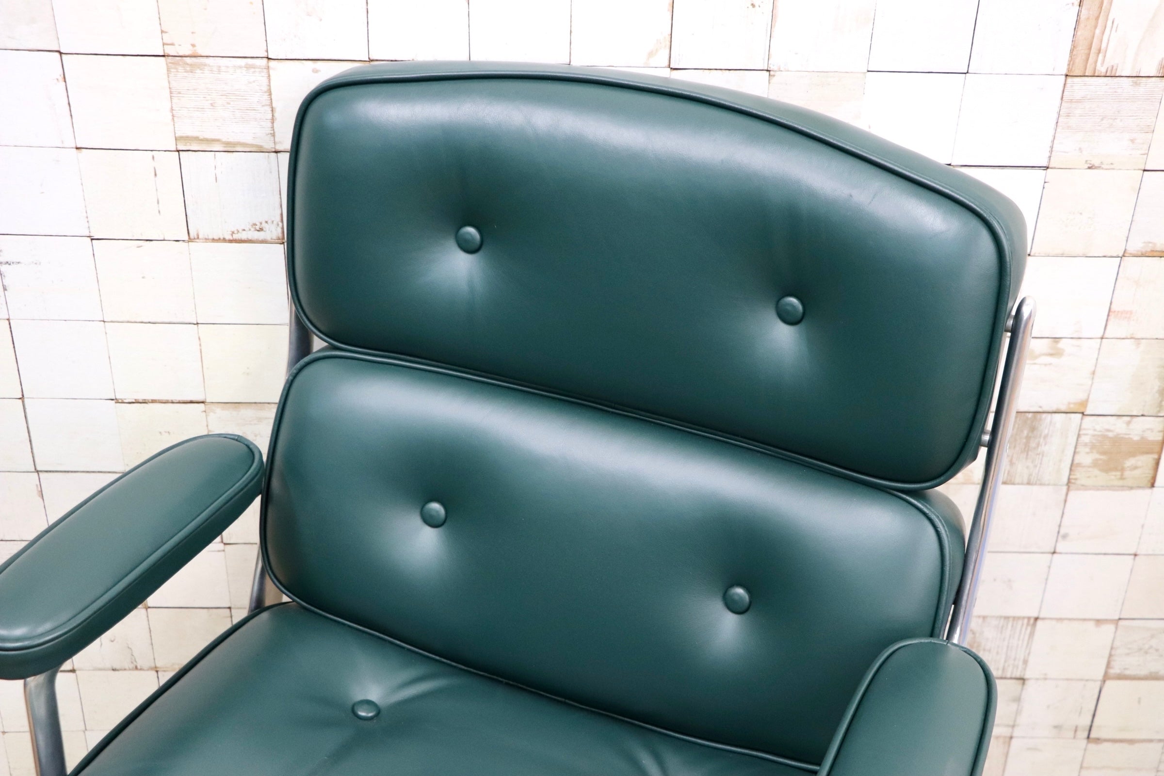 GMJO87D○Herman Miller / ハーマンミラー イームズ エグゼクティブチェア タイムライフチェア 本革 グリーン チャールズ&レイ 定価約95万