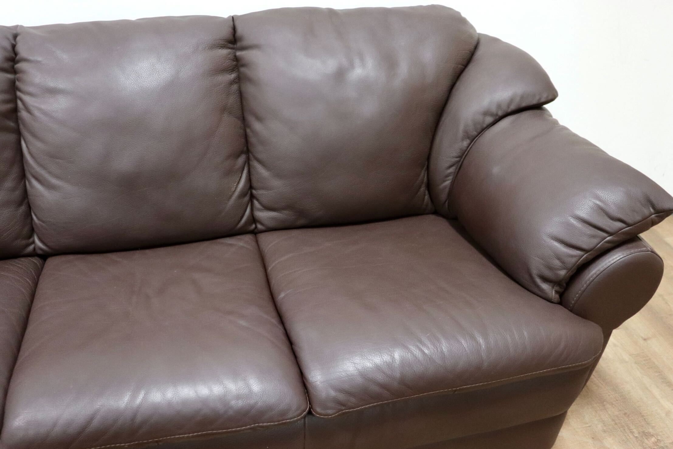 GMGH307B○enzo dambrosio / エンツォダンブロシオ 3人掛けソファ トリプルソファ 本革 ブラウン イタリア製 IDC大塚家具 定価約40万