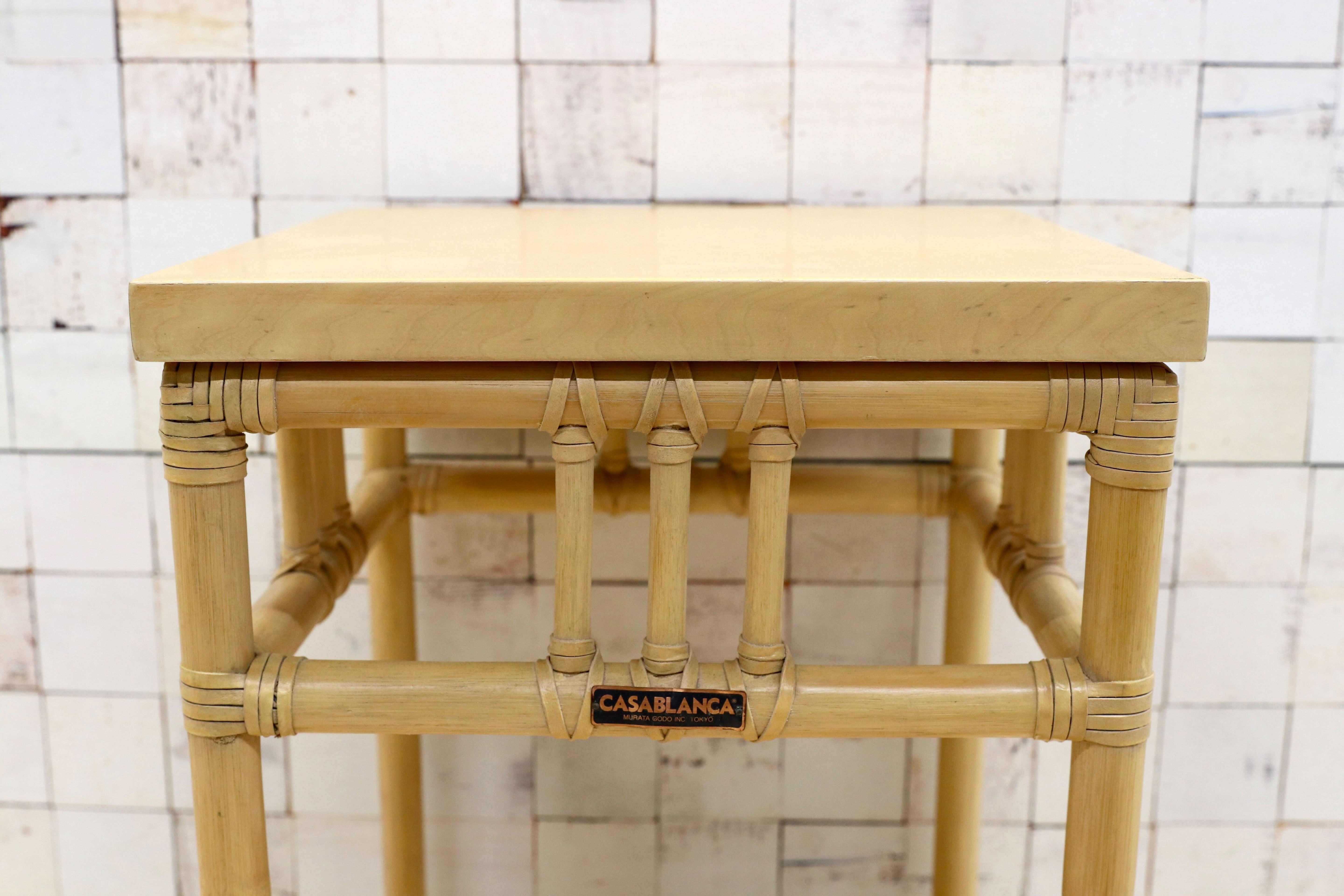 GMFT202○CASABLANCA / カサブランカ エスティック サイドテーブル 花台 飾り台 コーヒーテーブル リゾート バリ風 ラタン 約6万 廃番