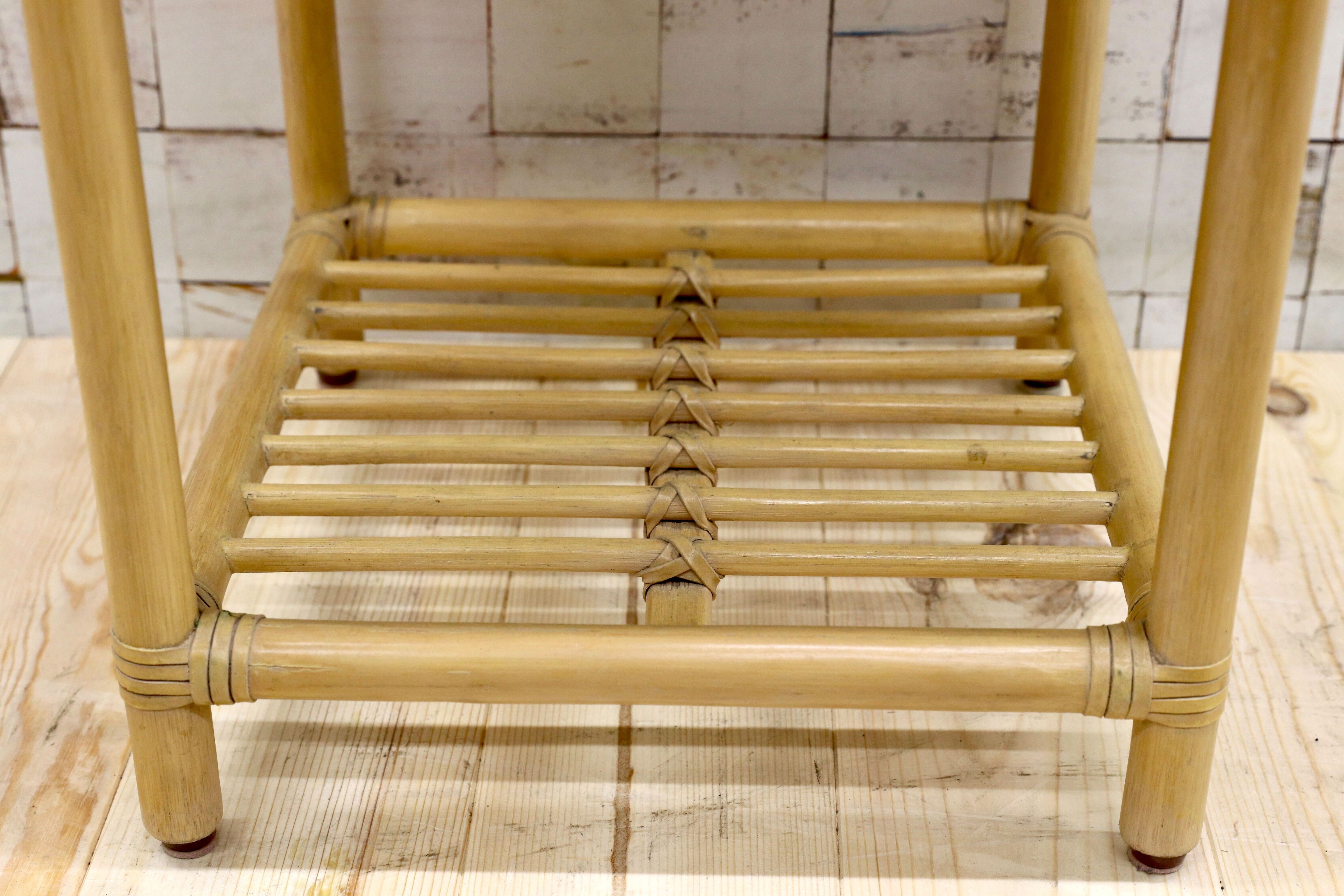 GMFT202○CASABLANCA / カサブランカ エスティック サイドテーブル 花台 飾り台 コーヒーテーブル リゾート バリ風 ラタン 約6万 廃番