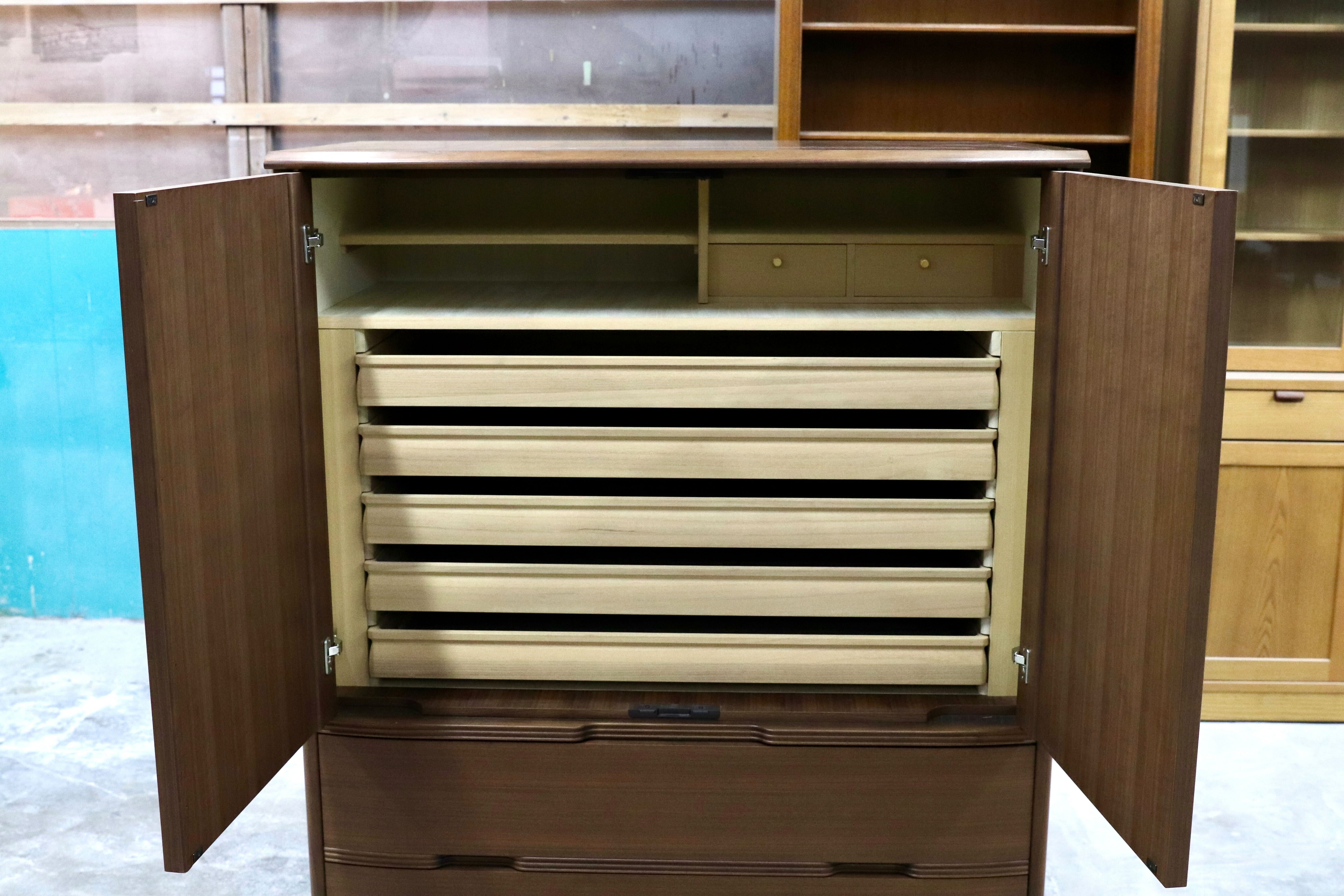 GMHK670○府中家具 和箪笥 整理箪笥 チェスト 箪笥 着物箪笥 ウォールナット調 内装桐材 府中焼印 モダン 家具