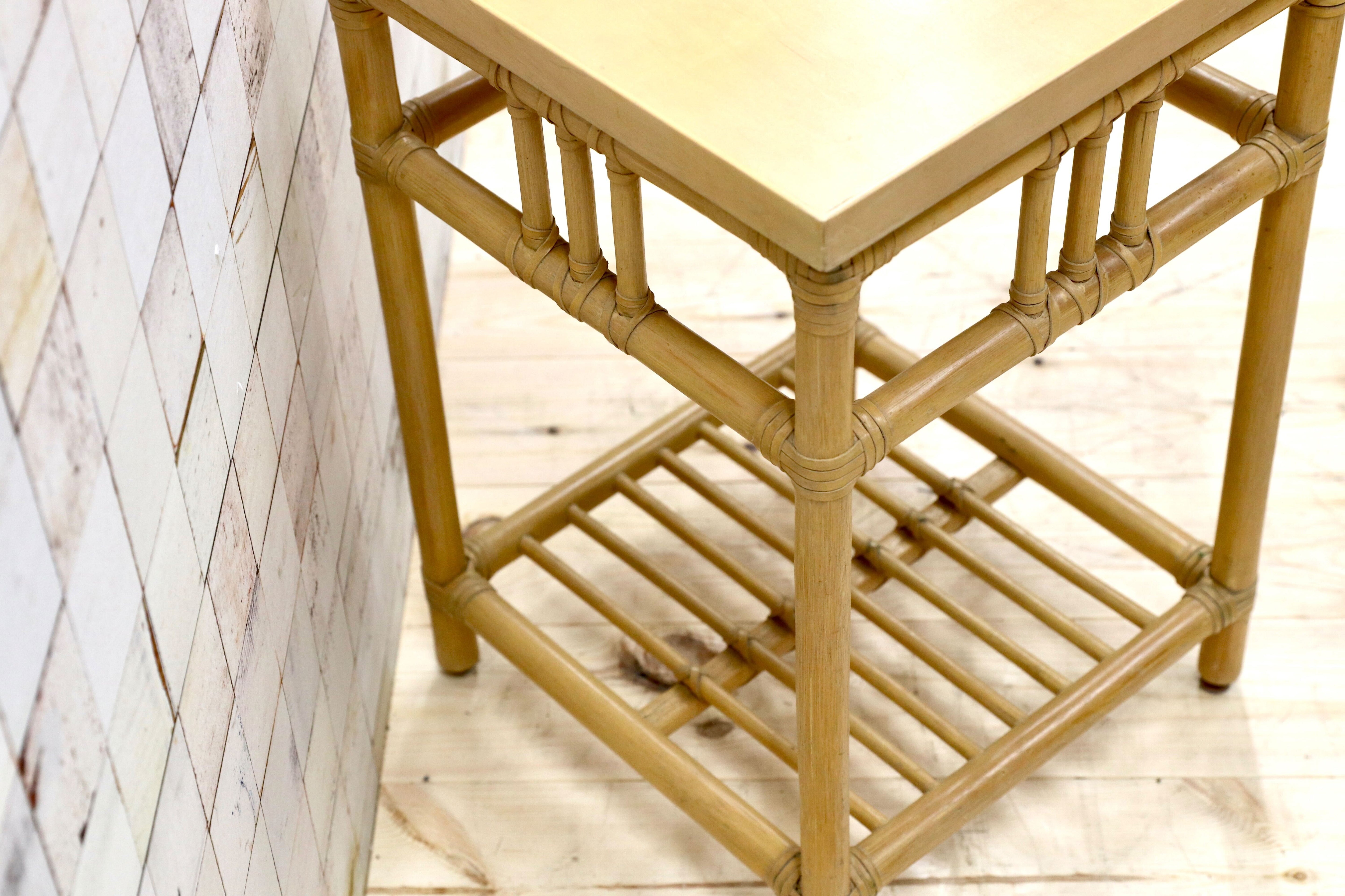 GMFT202○CASABLANCA / カサブランカ エスティック サイドテーブル 花台 飾り台 コーヒーテーブル リゾート バリ風 ラタン 約6万 廃番