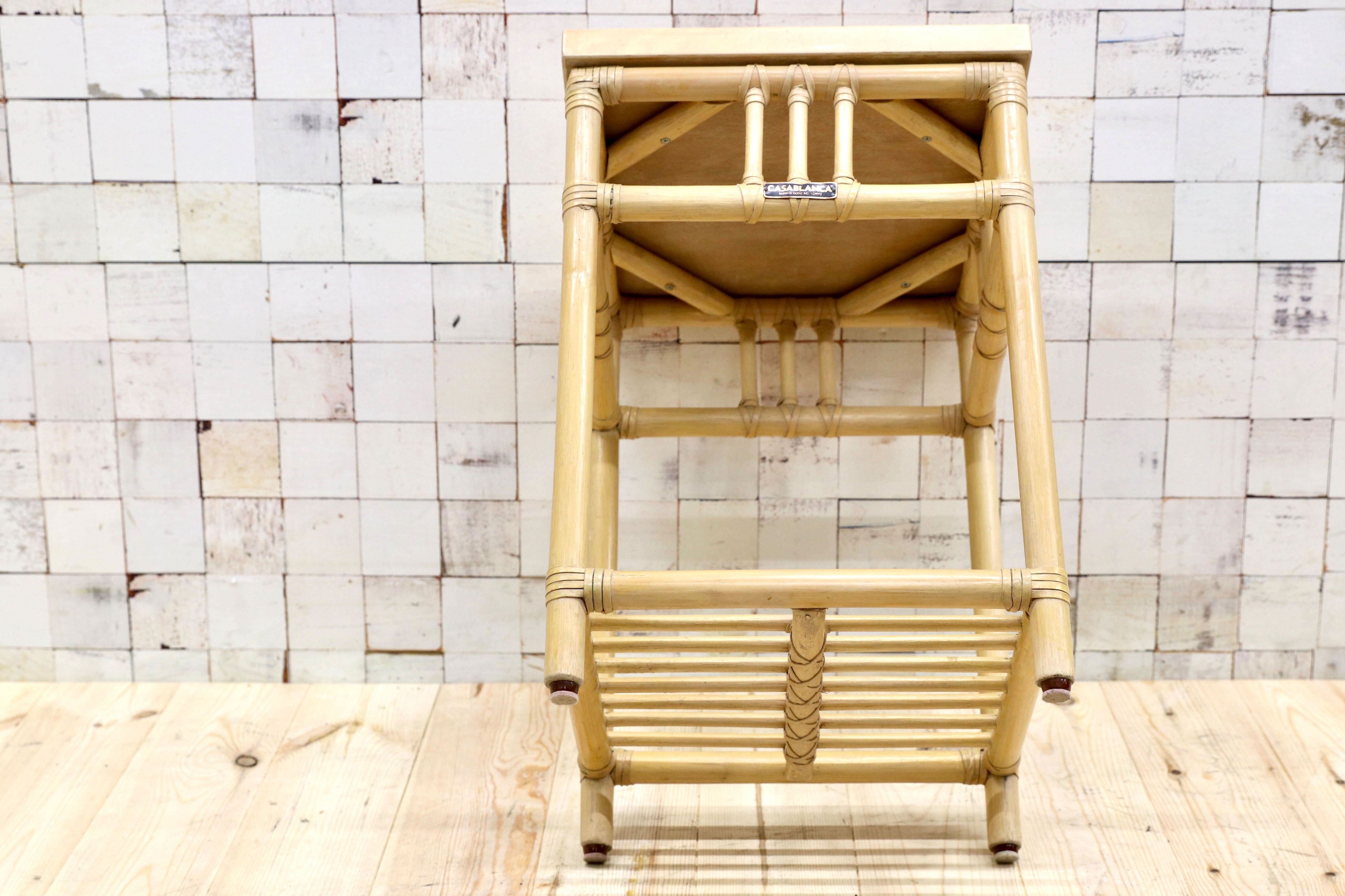 GMFT202○CASABLANCA / カサブランカ エスティック サイドテーブル 花台 飾り台 コーヒーテーブル リゾート バリ風 ラタン 約6万 廃番