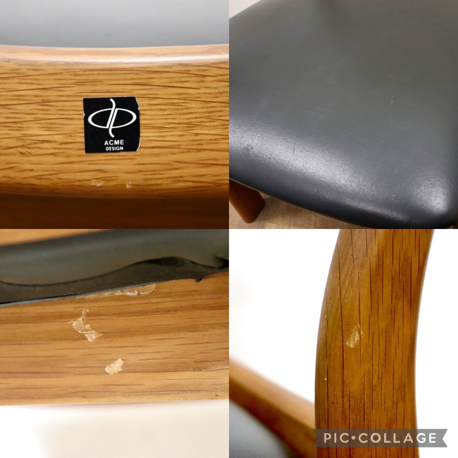 GMHK88A○ACME INDUSTRIES / アクメ インダストリーズ OAKERCOM ヒョウデザイン ダイニングチェア アームチェア 椅子 本革 グレー オーク材