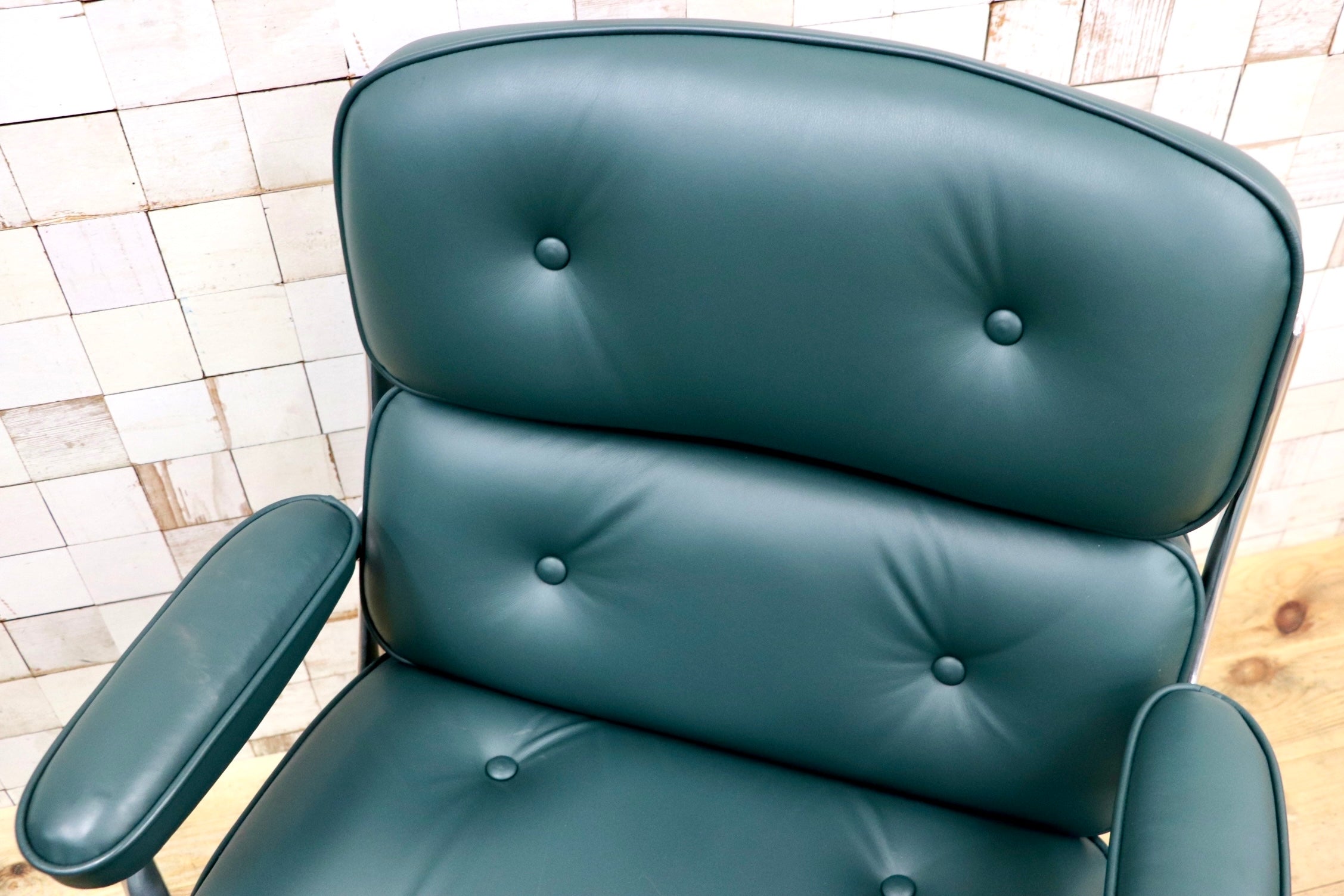 GMJO87M○Herman Miller / ハーマンミラー イームズ エグゼクティブチェア タイムライフチェア 本革 グリーン チャールズ&レイ 定価約95万